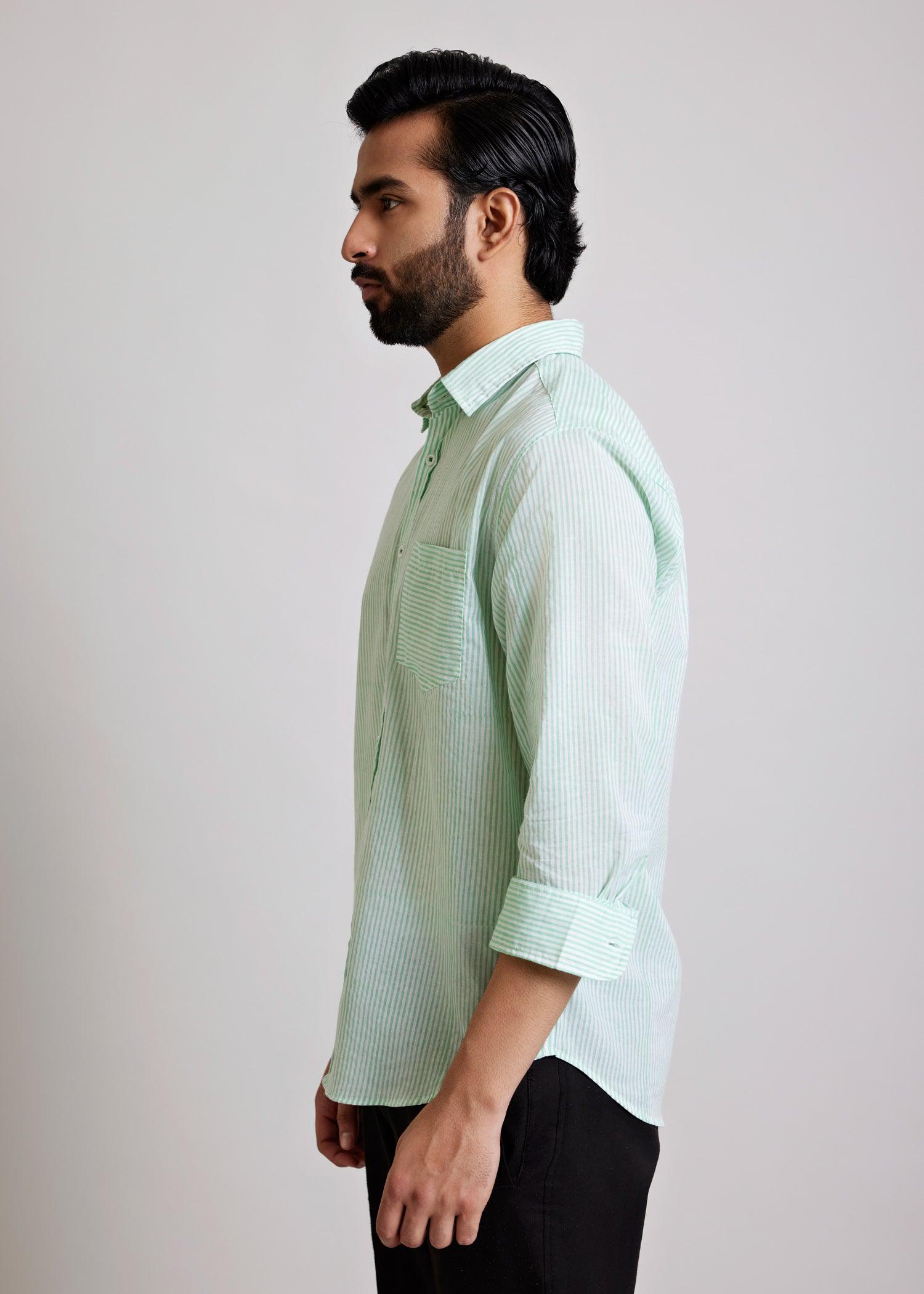 Green Regular Cotton Full Sleeve Shirt Ratan Texprocess Pvt. Ltd