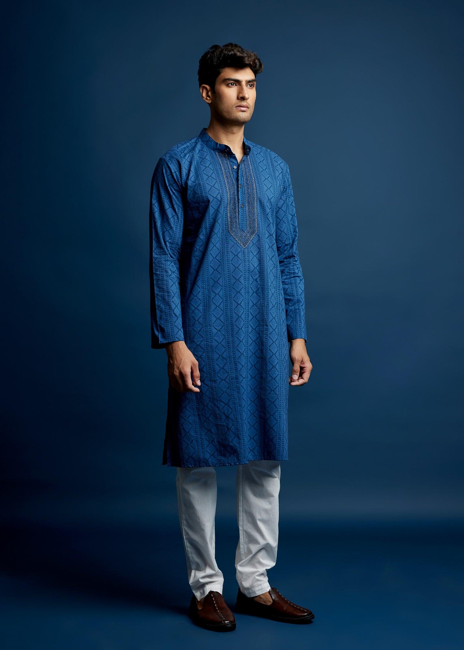 Men's Cotton Kurta Blue