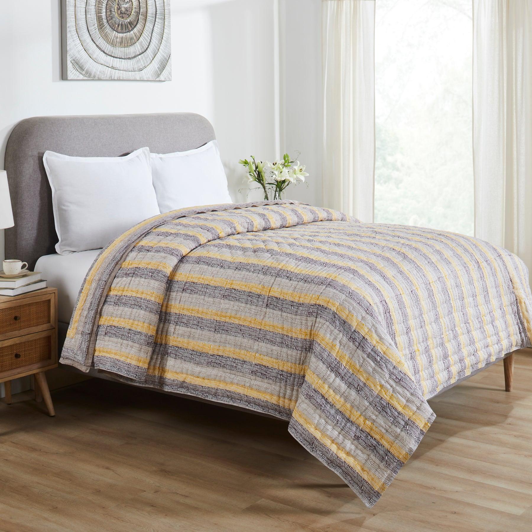 Classic Curation Beige & Brown Hand Block Print Lightweight Cotton Quilt Ratan Texprocess Pvt. Ltd