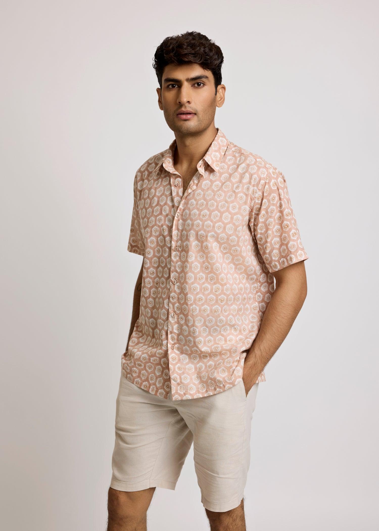 Dusty Pink Cotton Half Sleeve Shirt Ratan Texprocess Pvt. Ltd