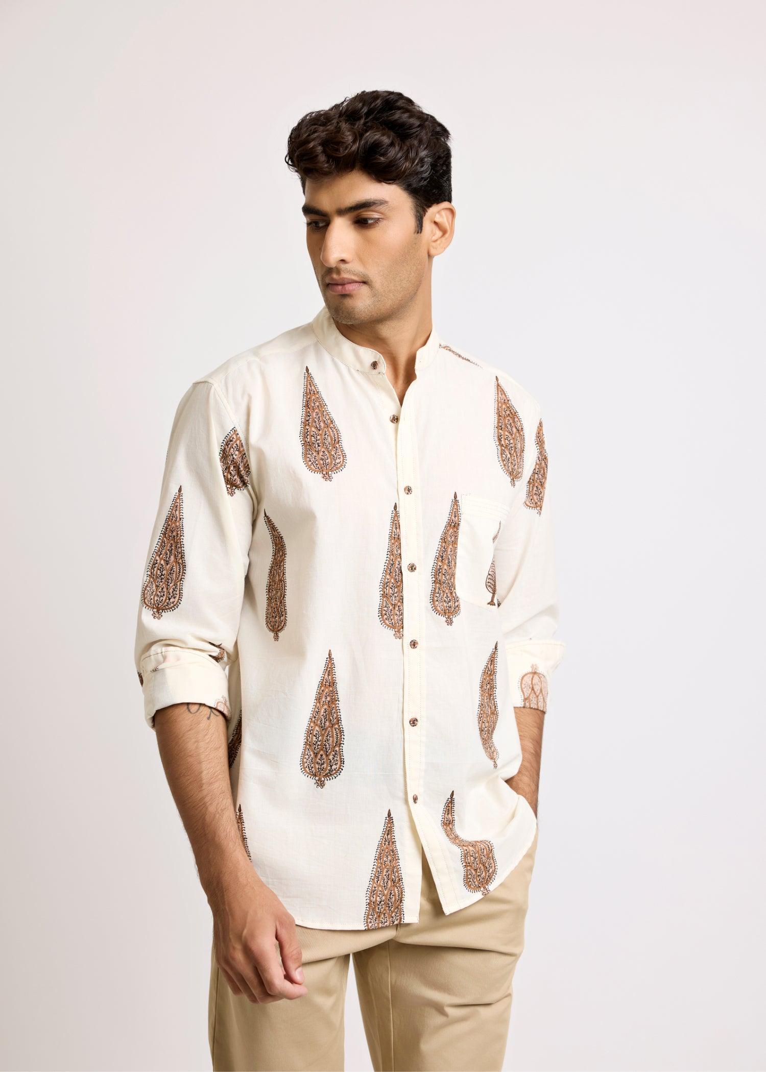 Crème & Sirocco Cotton Full Sleeve Shirt Ratan Texprocess Pvt. Ltd