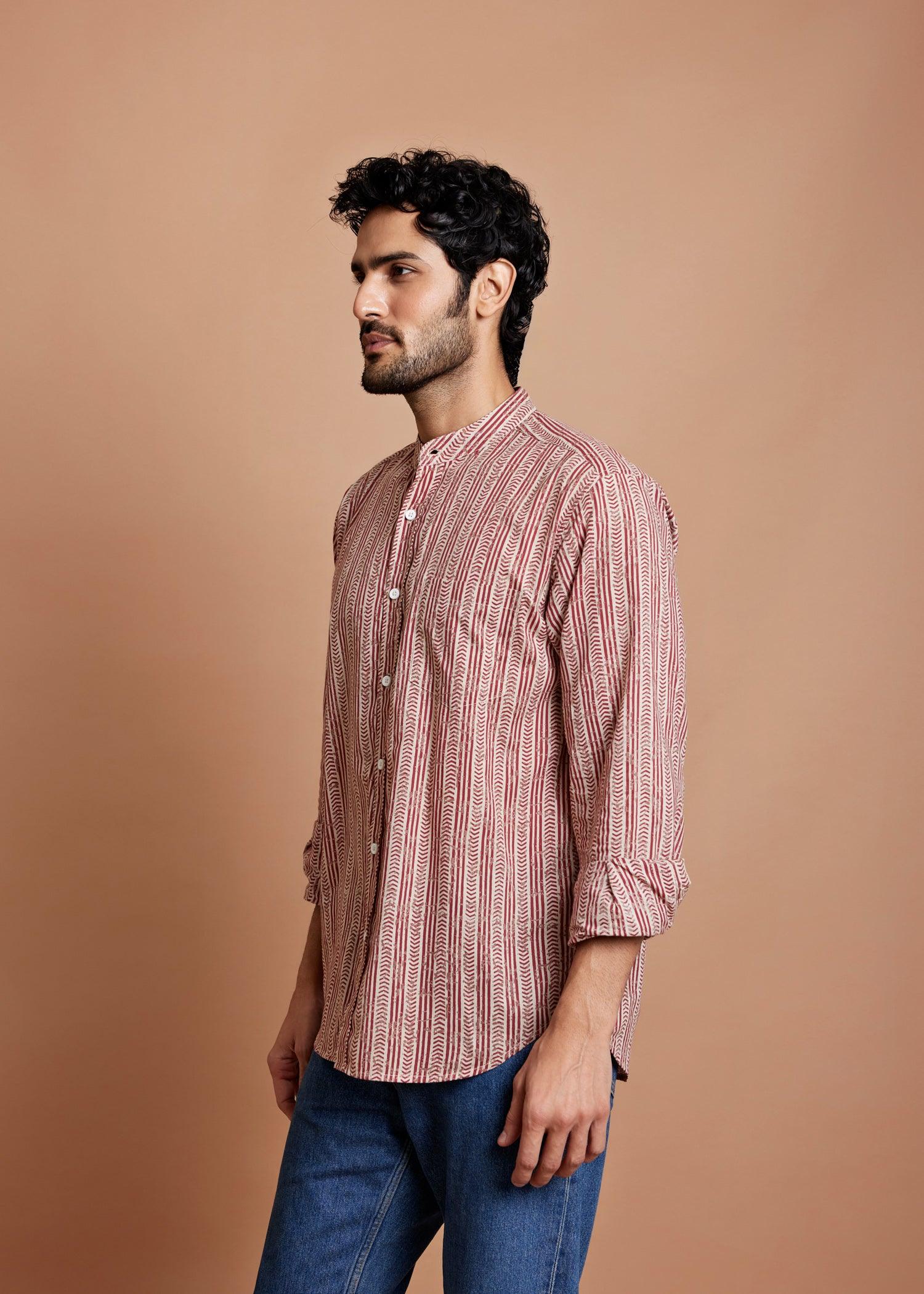 Red Regular Cotton Full Sleeve Shirt Ratan Texprocess Pvt. Ltd