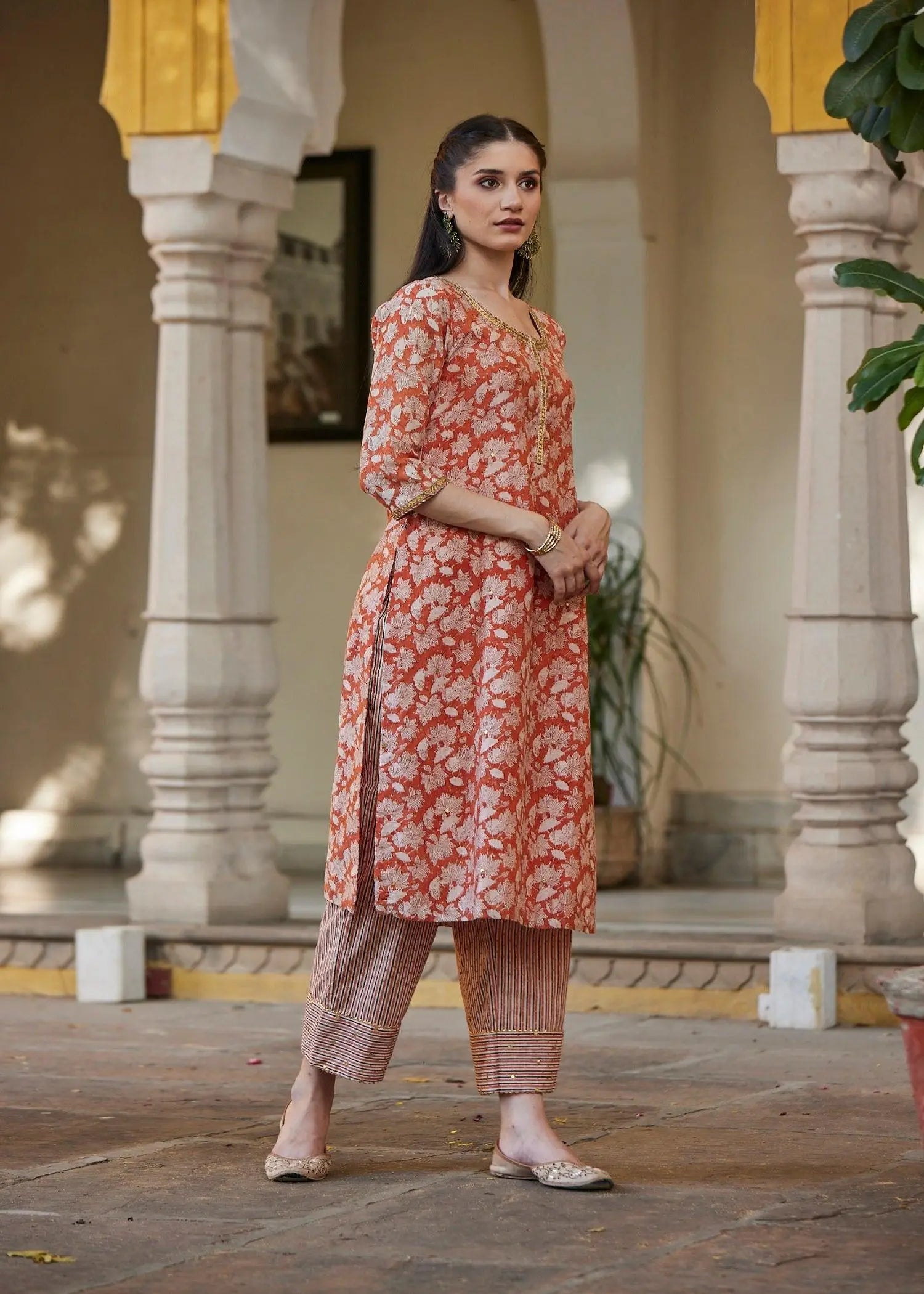 Orange Chanderi Regular Kurta | Stylish Ethnic Wear | Ratan Jaipur