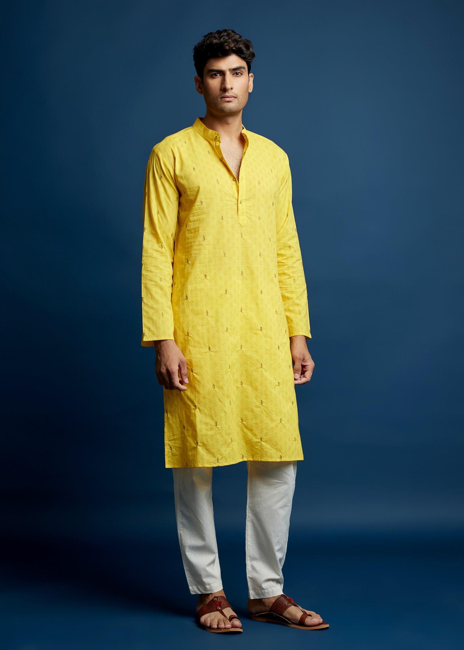 Men's Cotton Kurta Yellow