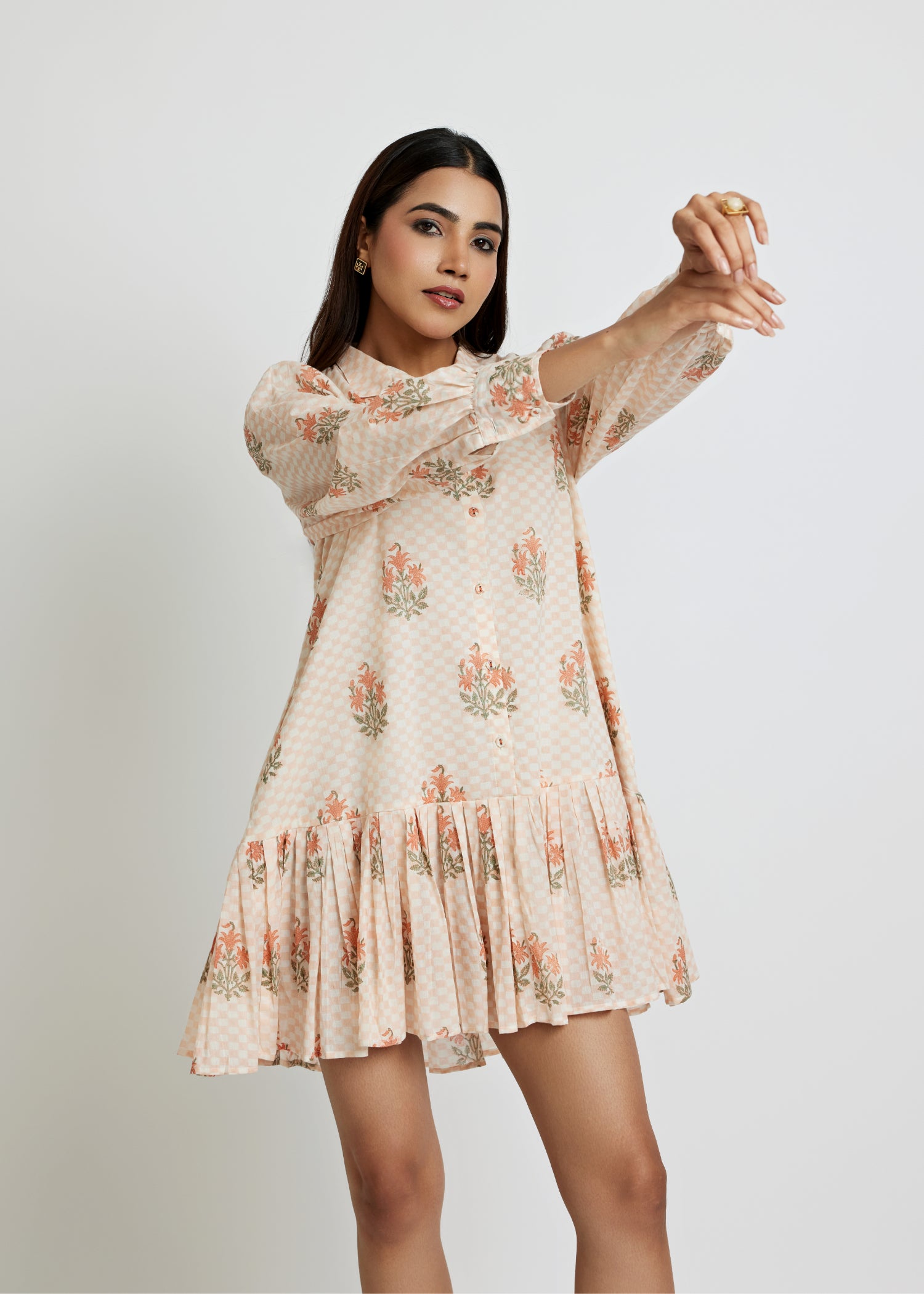 Short Ruffle Peach Dress Ratan Texprocess Pvt. Ltd