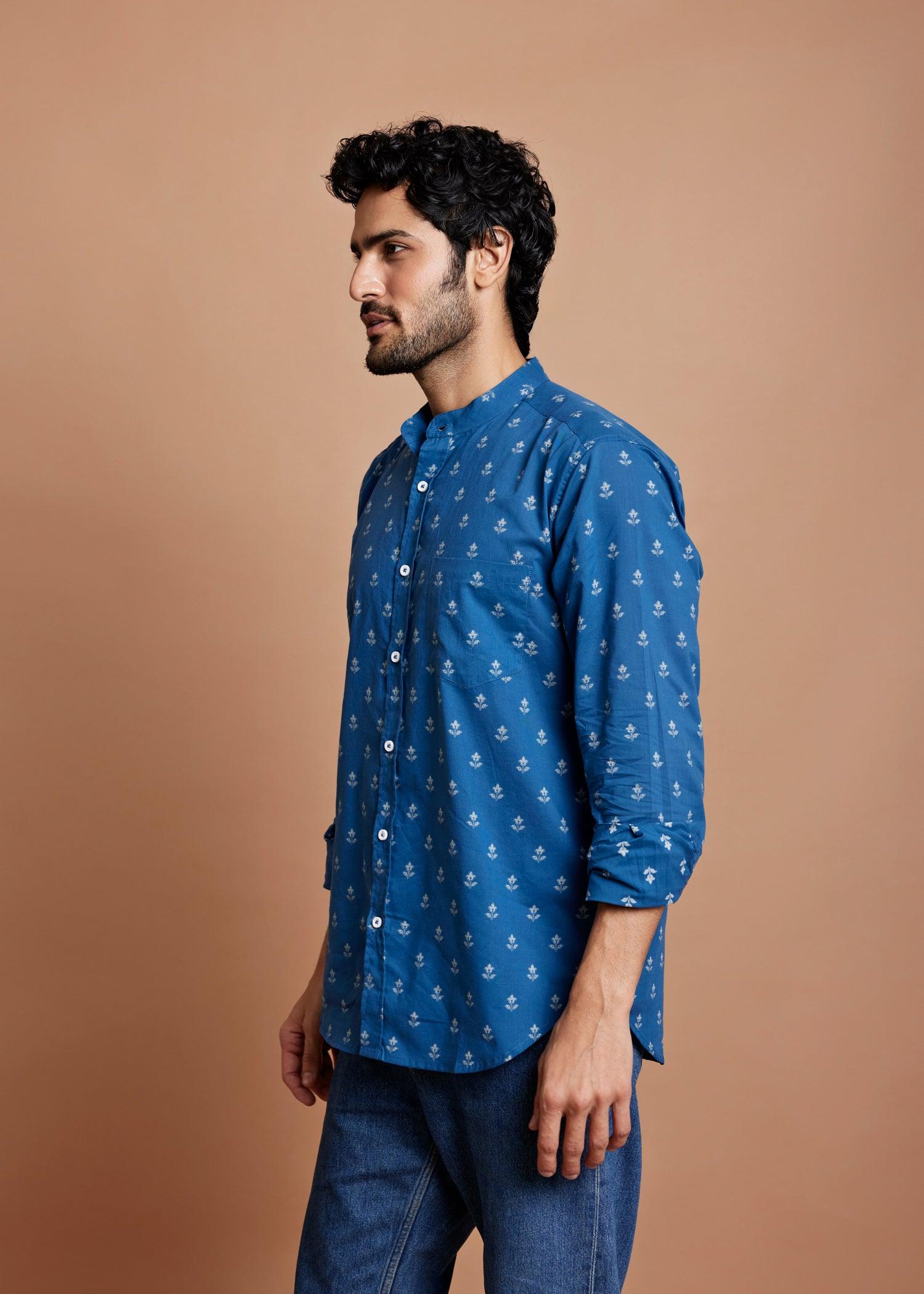 Legion Blue Regular Cotton Full Sleeve Shirt Ratan Texprocess Pvt. Ltd