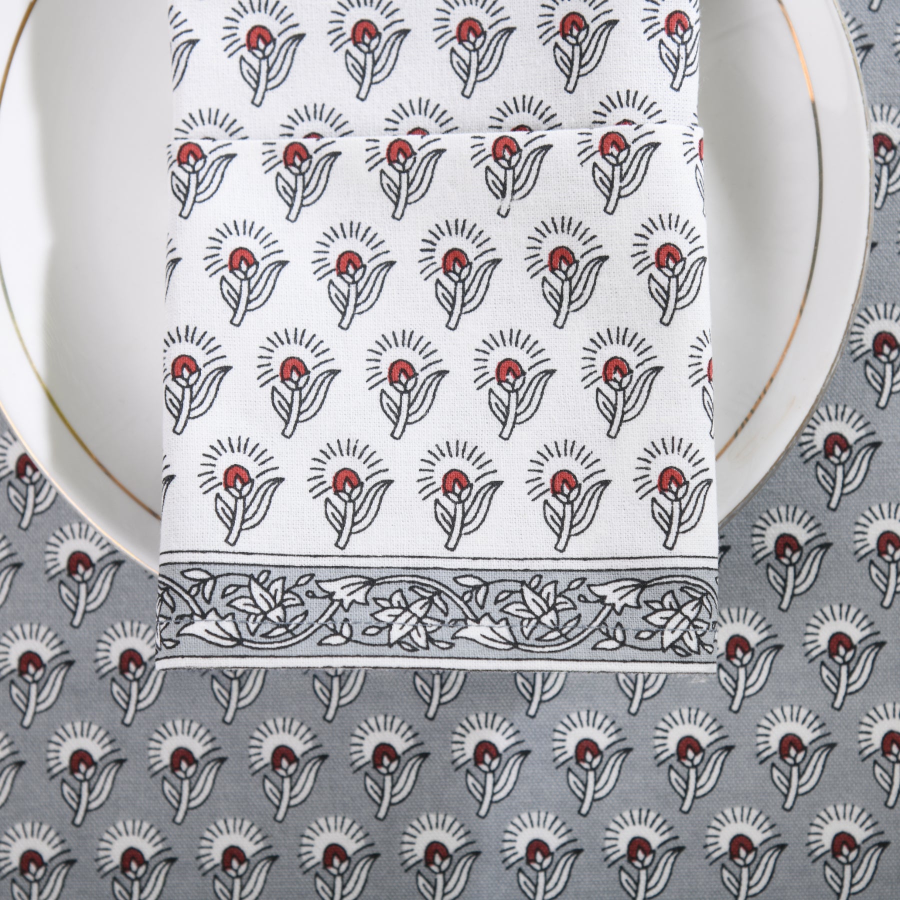 Buti Marigold Grey Napkin Set - 6 pieces Ratan Texprocess Pvt. Ltd