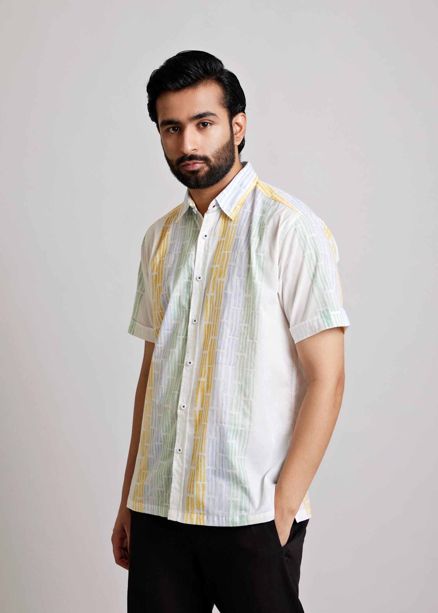 Multi & White Regular Cotton Half Sleeve Shirt Ratan Texprocess Pvt. Ltd