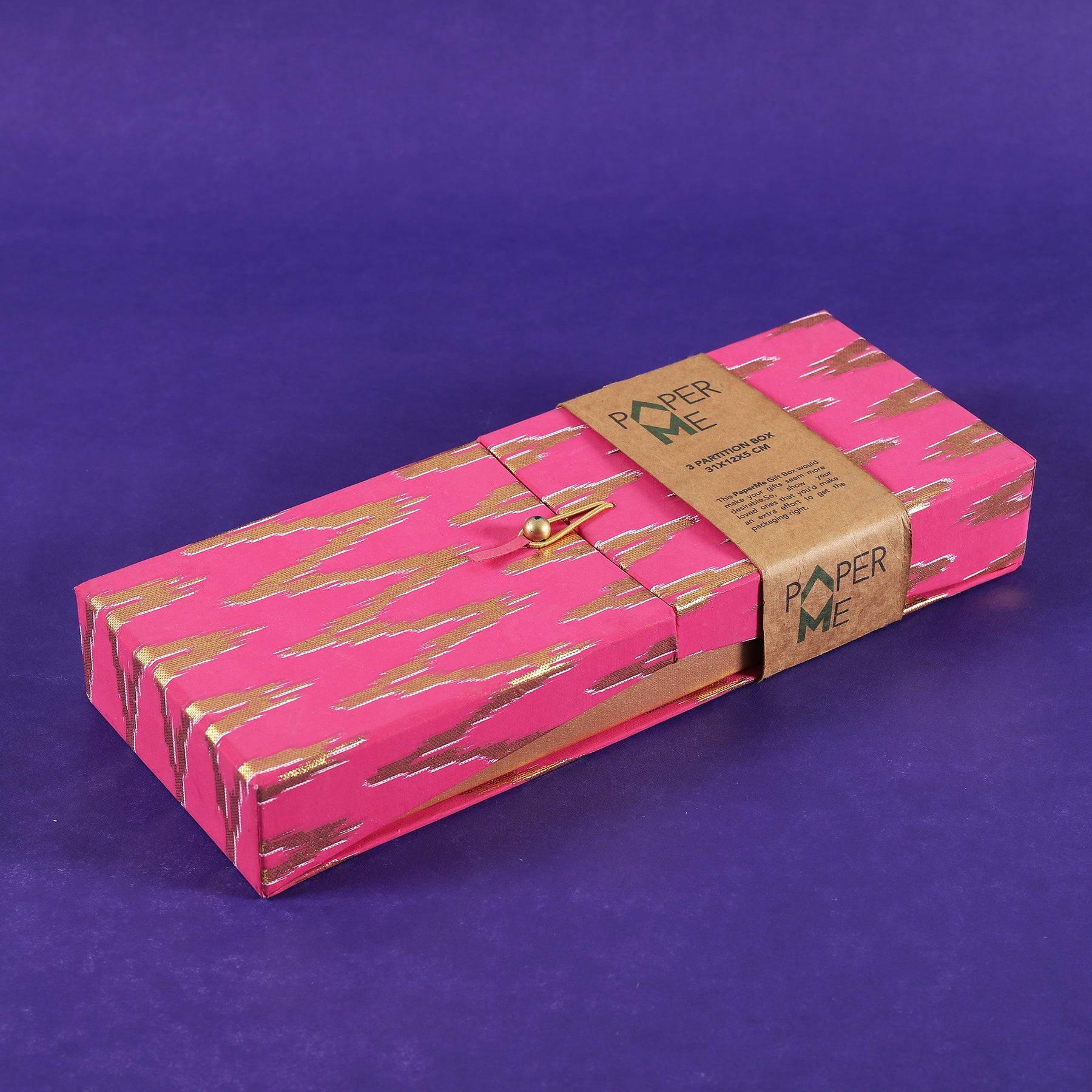 Pink & Gold 3 Partititon Box Ratan Texprocess Pvt. Ltd