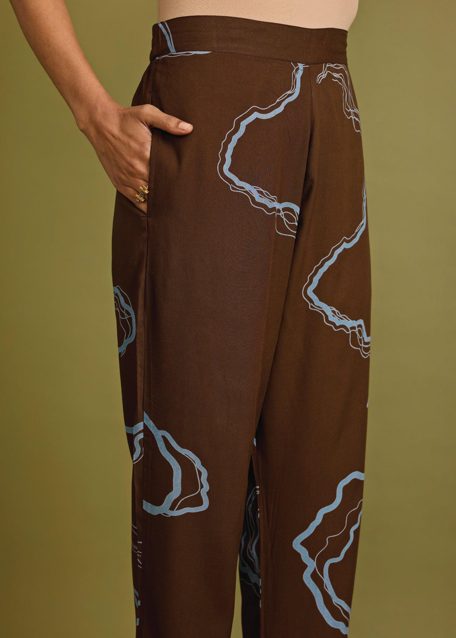 Brown Regular Viscose Tapered Pant Ratan Texprocess Pvt. Ltd