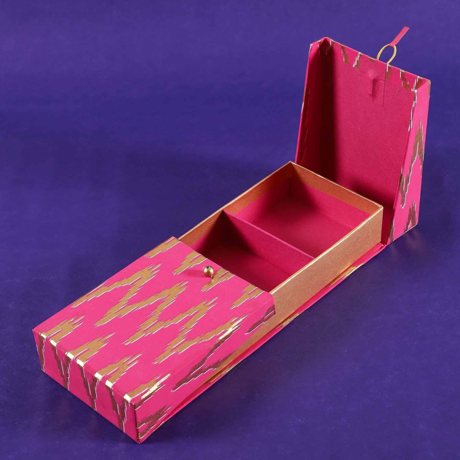 Pink & Gold 3 Partititon Box Ratan Texprocess Pvt. Ltd