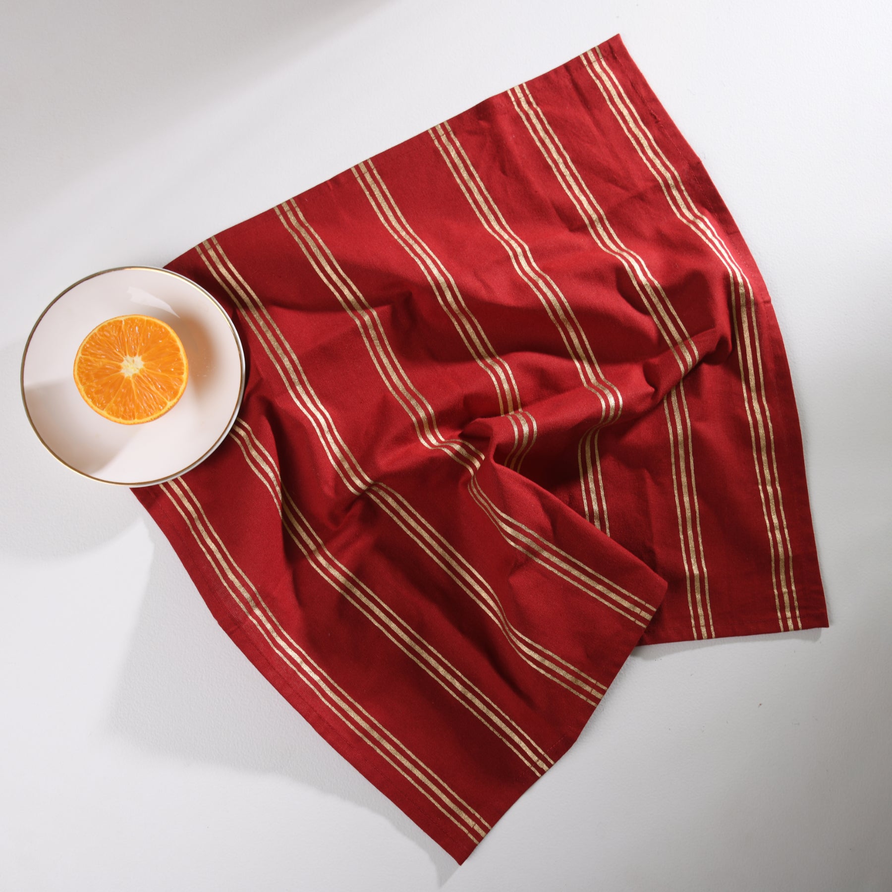 Linear-Stripe Maroon-Gold Napkin Set - 6 pieces Ratan Texprocess Pvt. Ltd