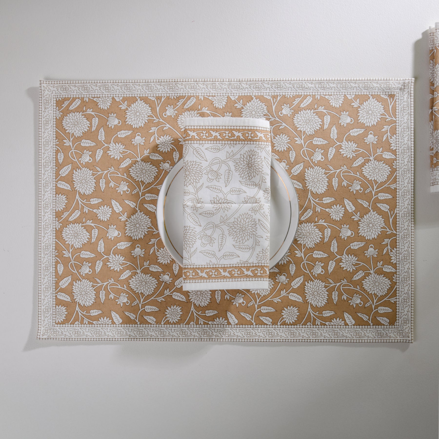 Flower Beige Napkin Set - 6 pieces Ratan Texprocess Pvt. Ltd