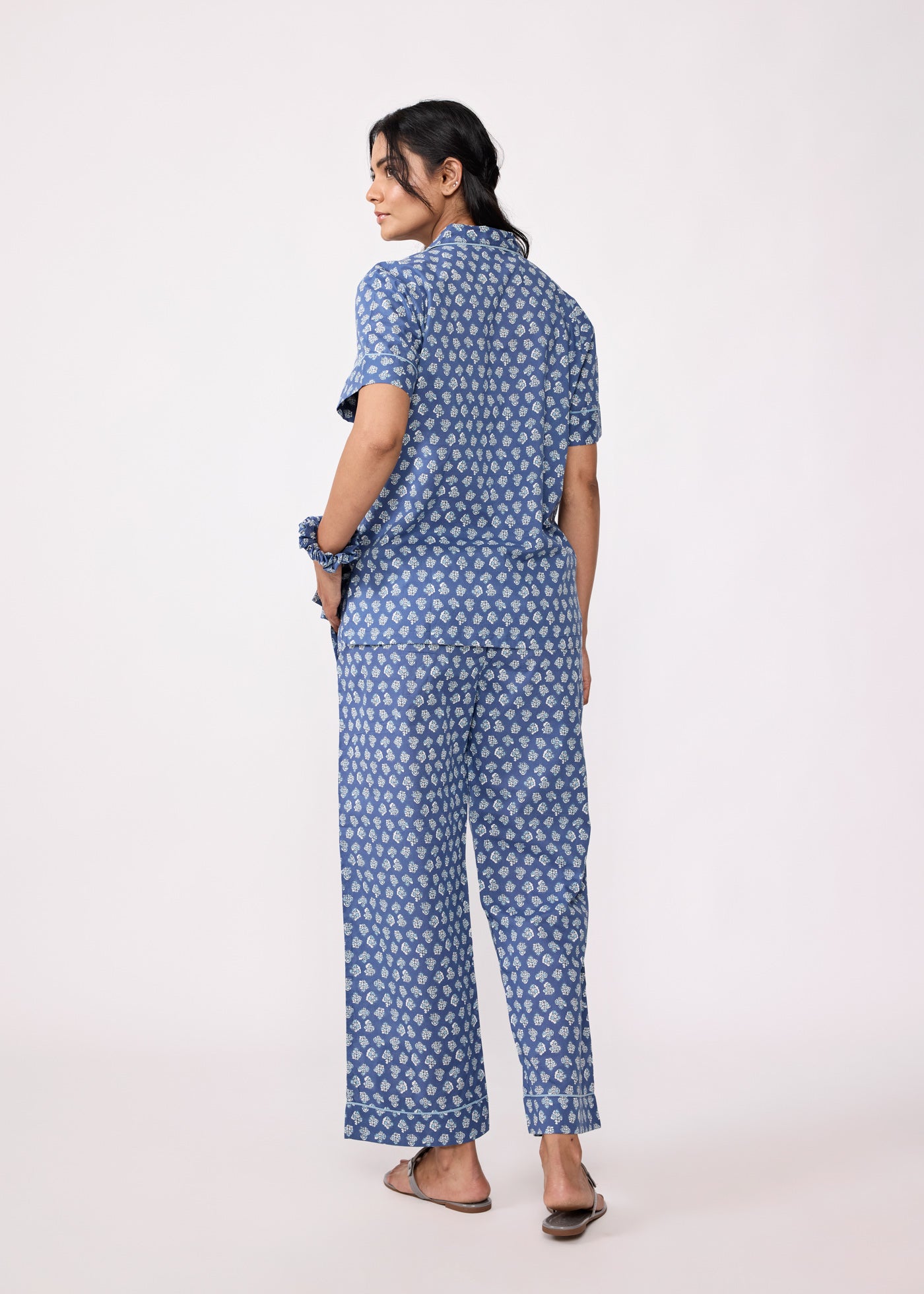 Women Sleepwear Night Suit Set-Blue