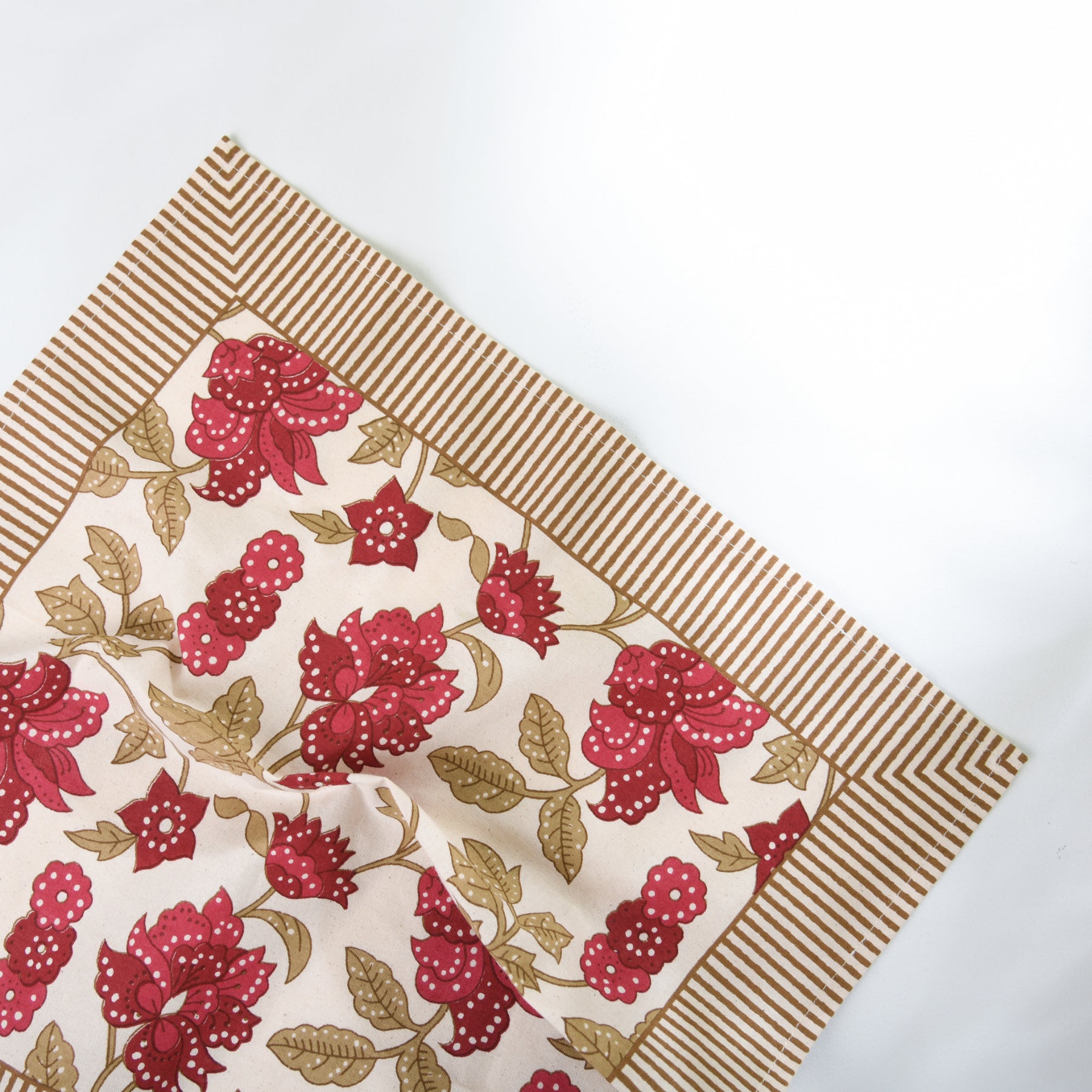 Red-Beige Flower Napkin- Set of 6 Ratan Texprocess Pvt. Ltd