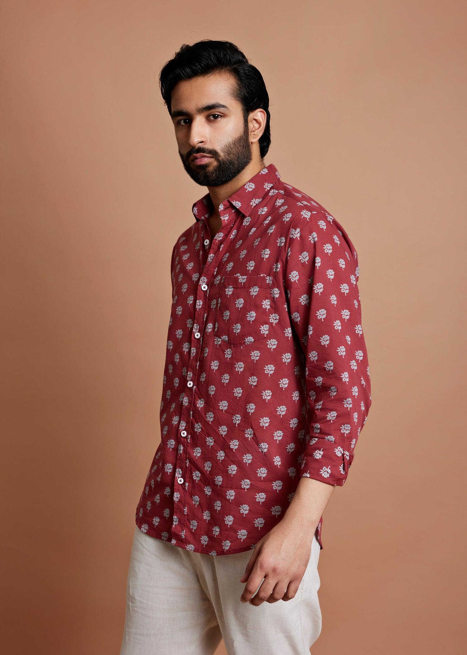 Maroon Regular Cotton Full Sleeve Shirt Ratan Texprocess Pvt. Ltd