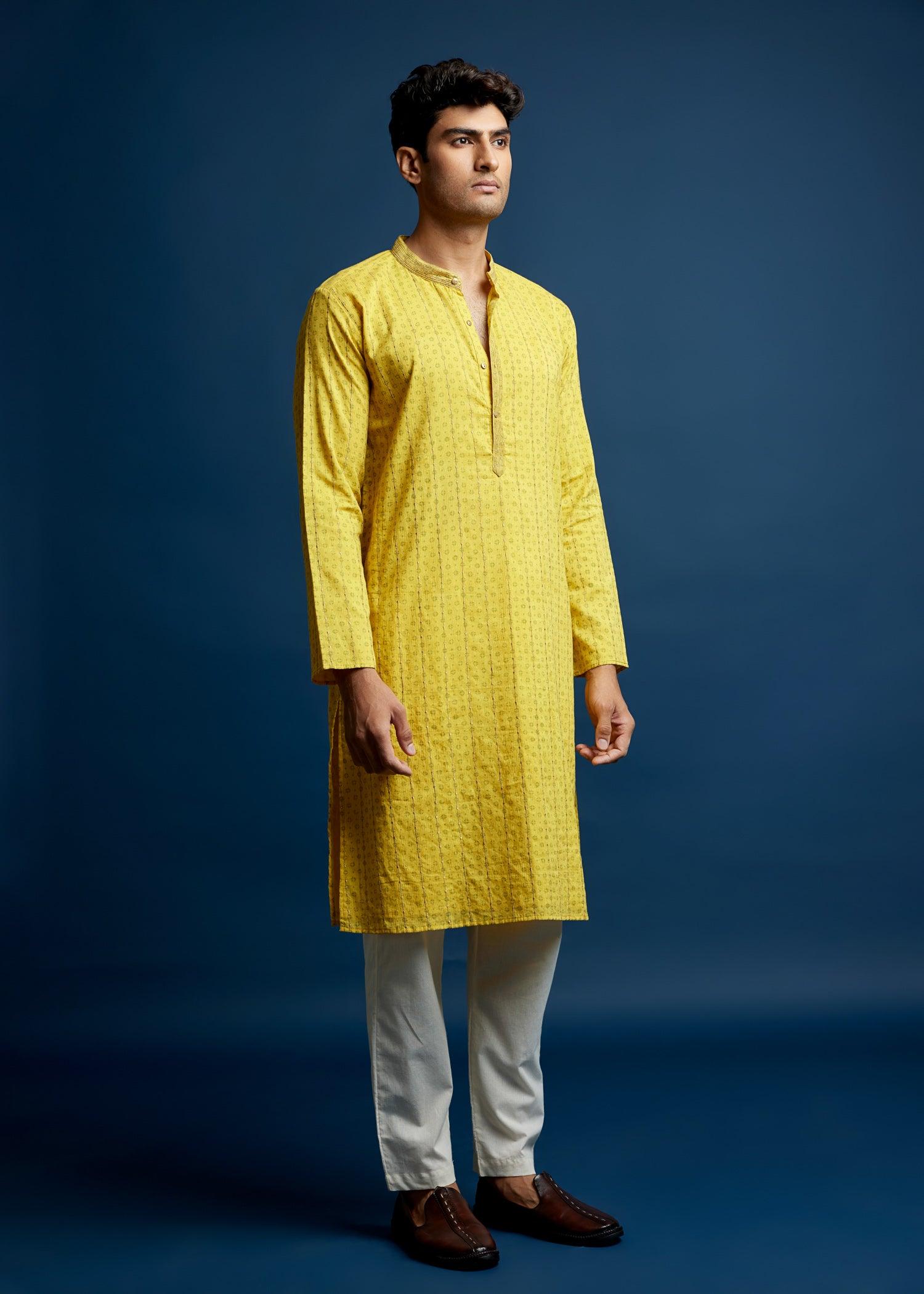 Men's Cotton Kurta Yellow