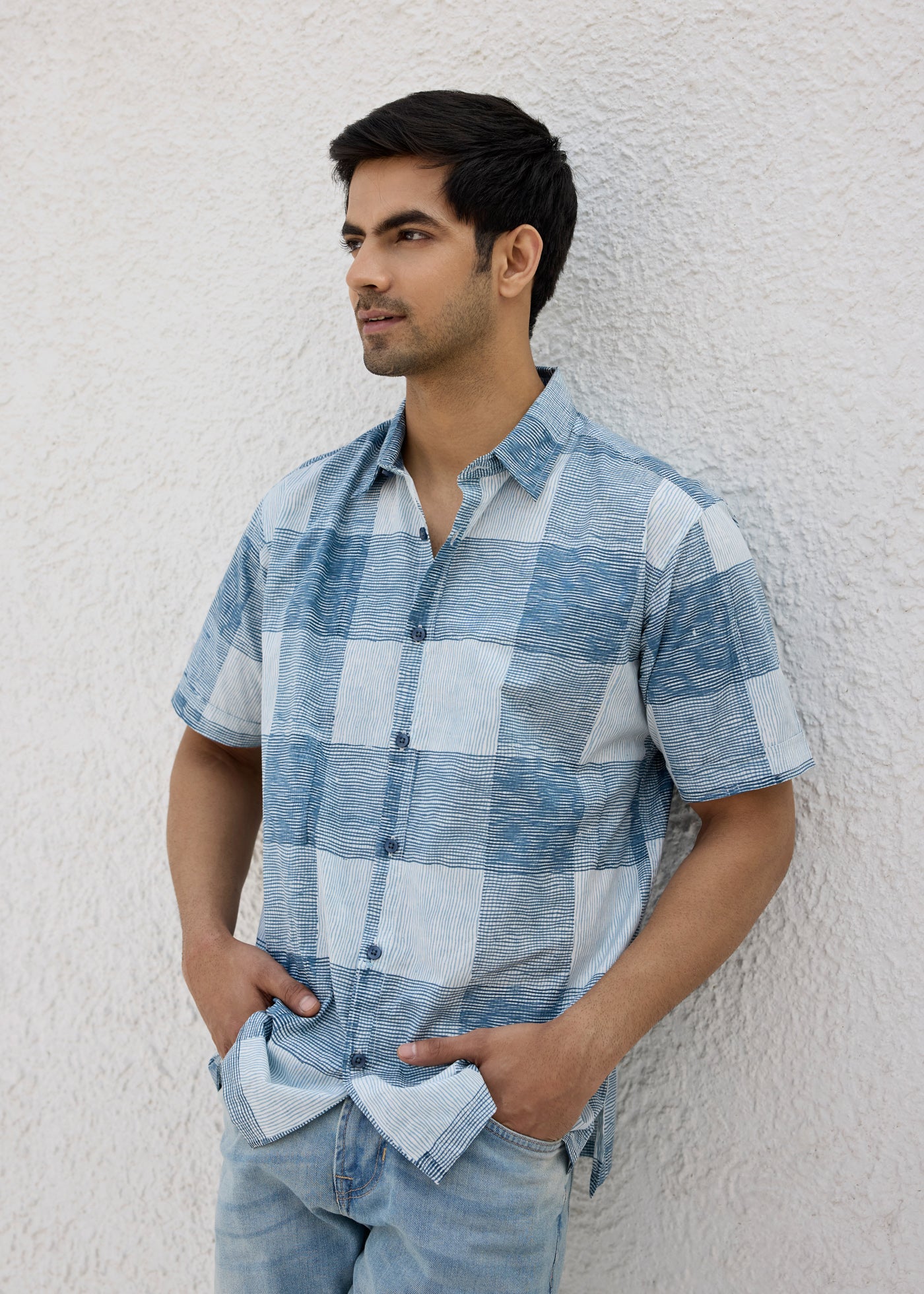 Half Sleeves Shirt-Blue