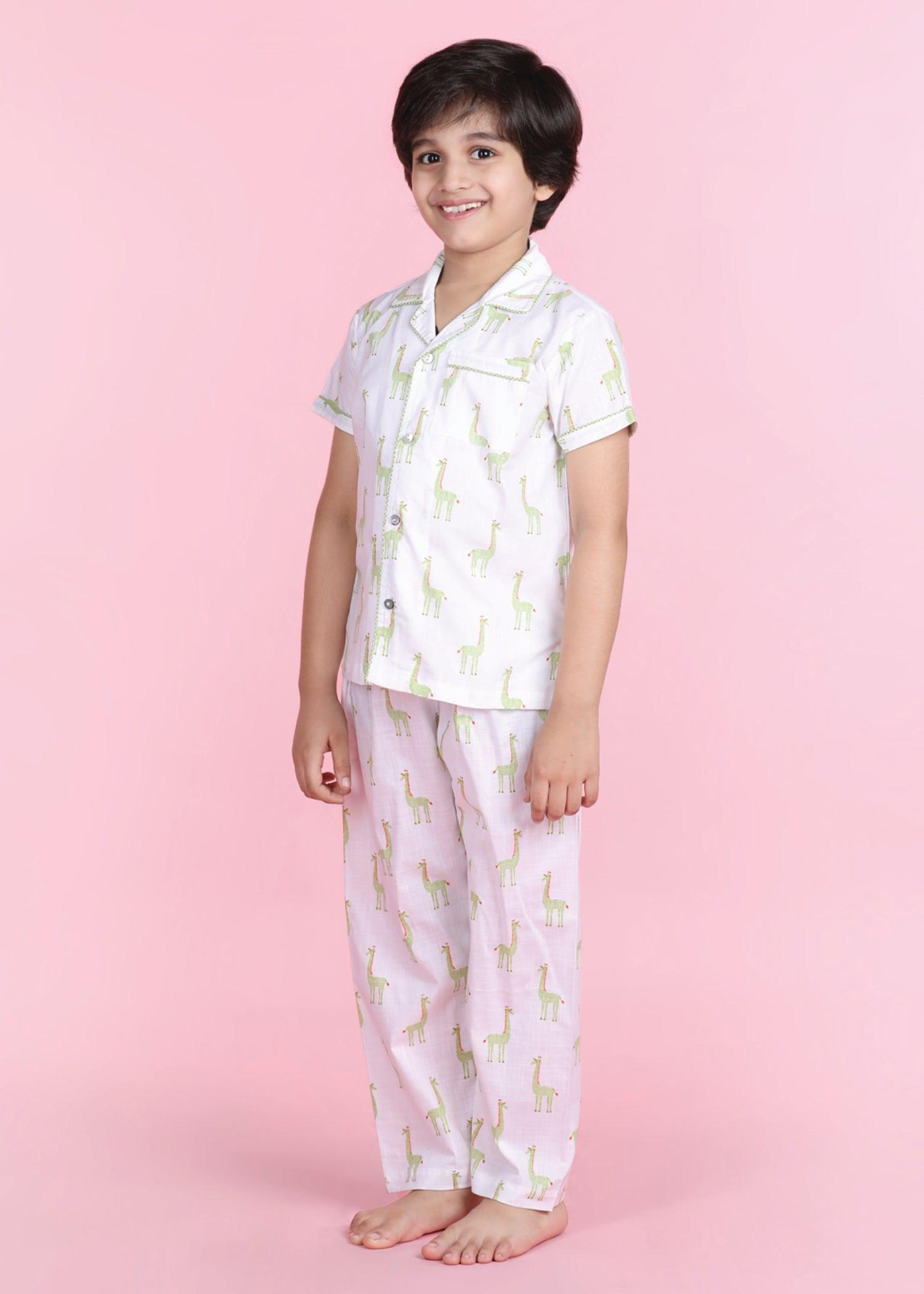 Bubbles White Half Sleeves Cotton Nighsuit Boys (1-12 Years) Ratan Texprocess Pvt. Ltd