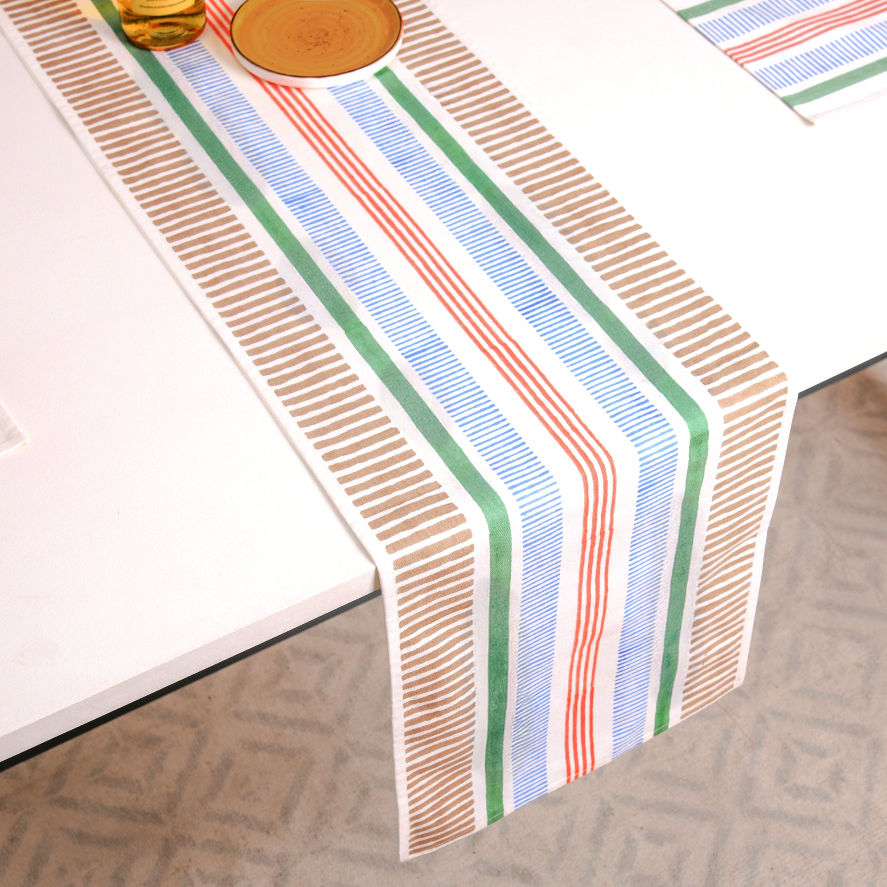 Green-Beige Stripes Runner Ratan Texprocess Pvt. Ltd