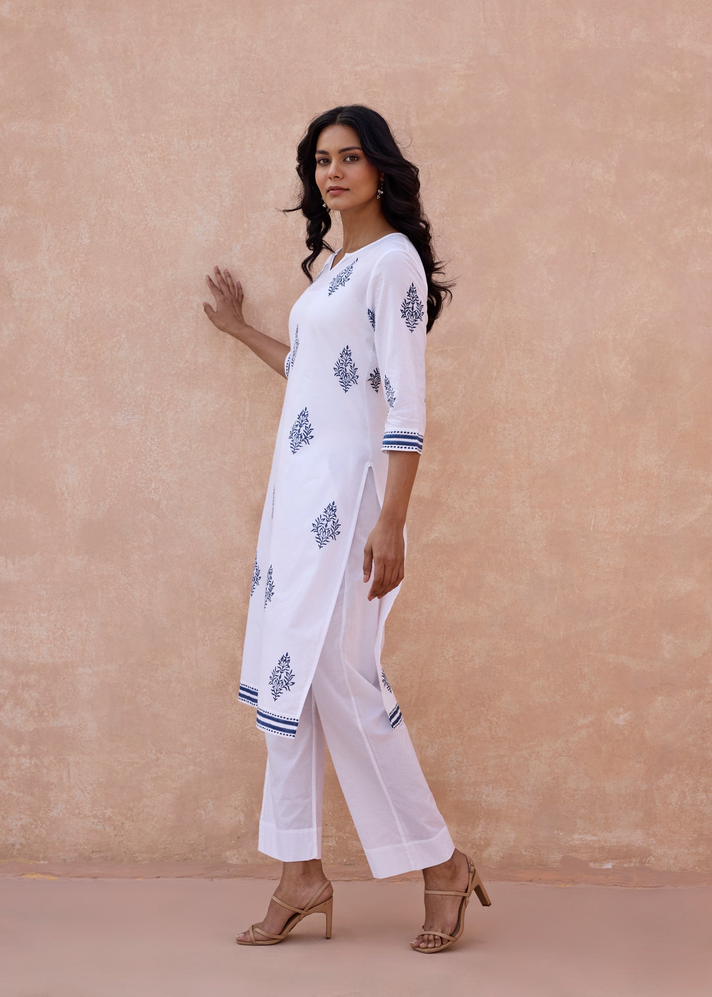 Printed Regular Kurta - White/Navy