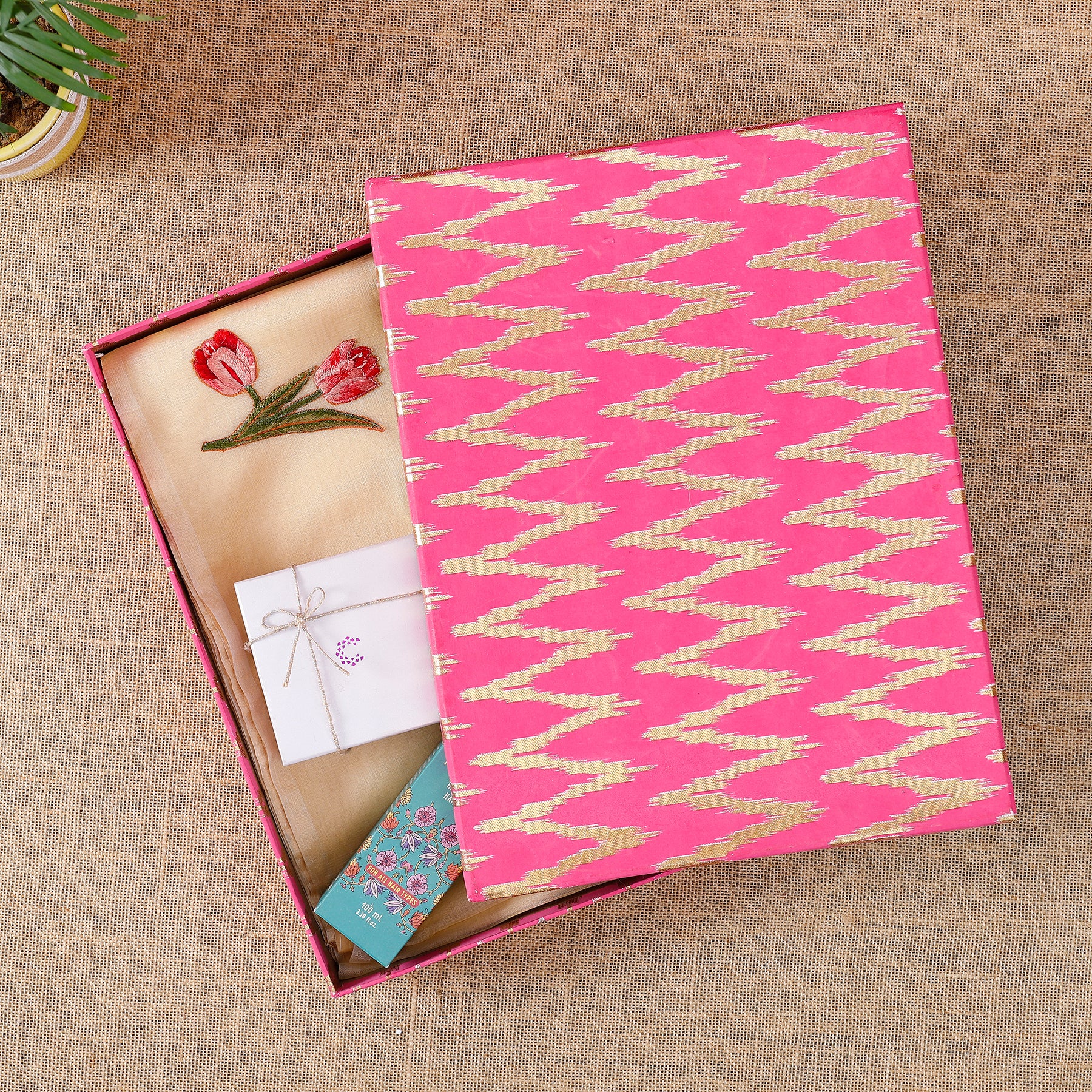 Ikat Pink Rectangle Gift Box