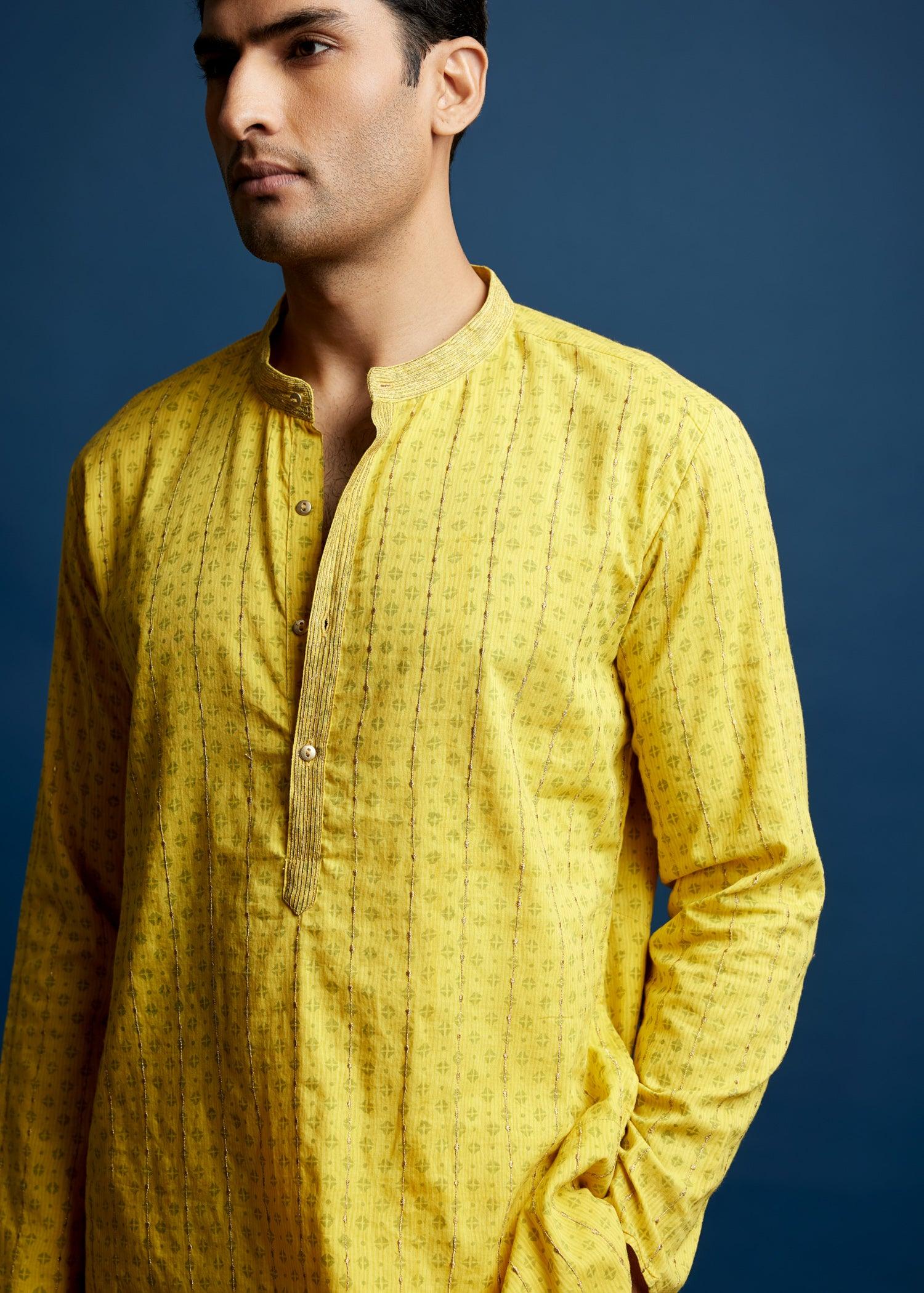 Men's Cotton Kurta Yellow