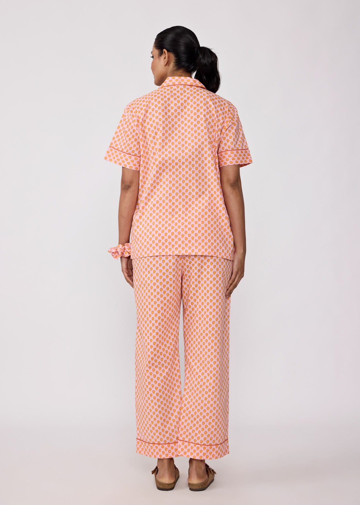 Women Sleepwear Night Suit Set-Pink/Orange