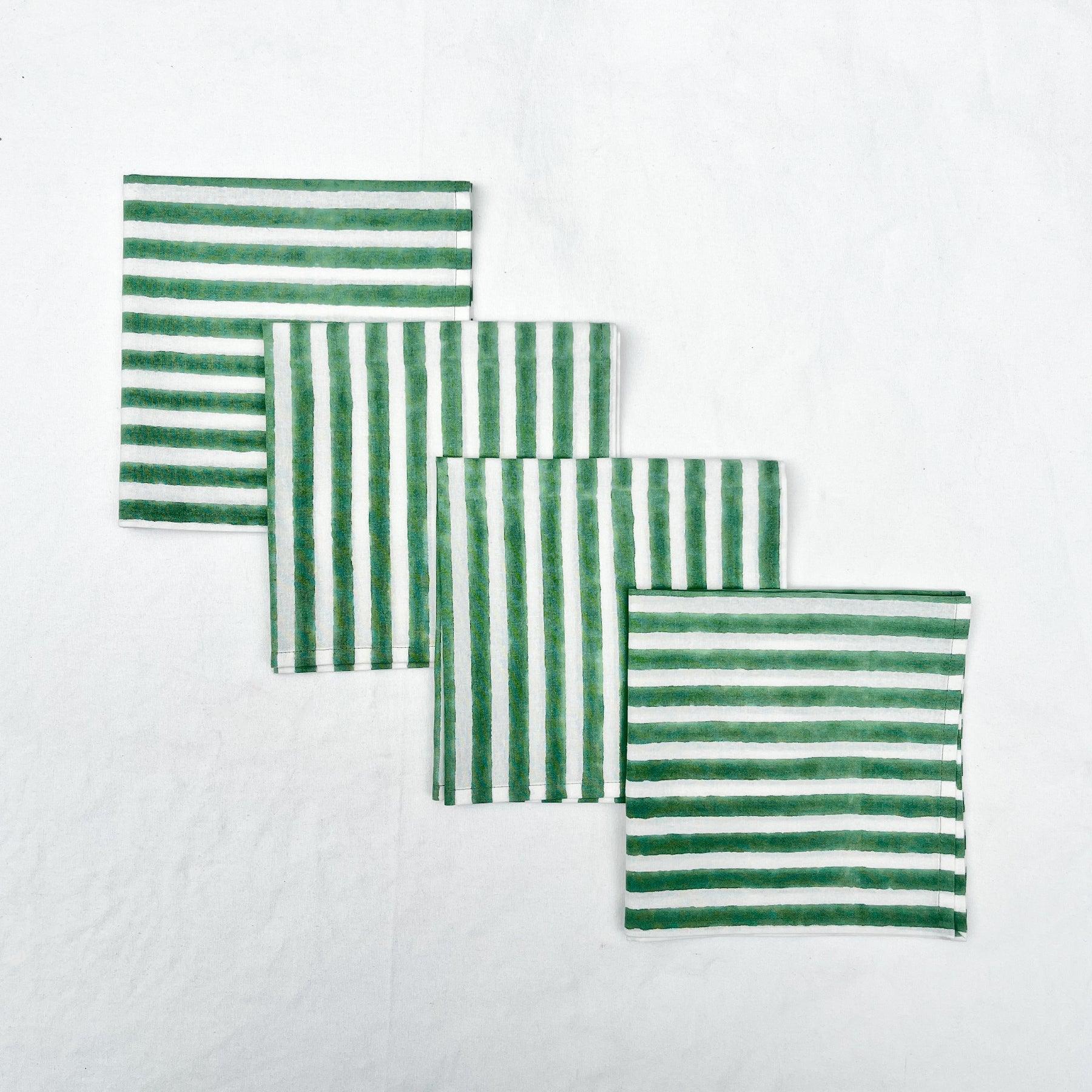 Green Stripe Napkin- Set of 6