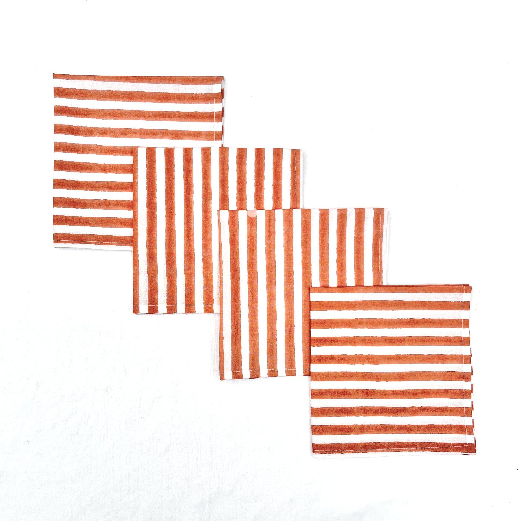 Orange Stripe Napkin- Set of 6