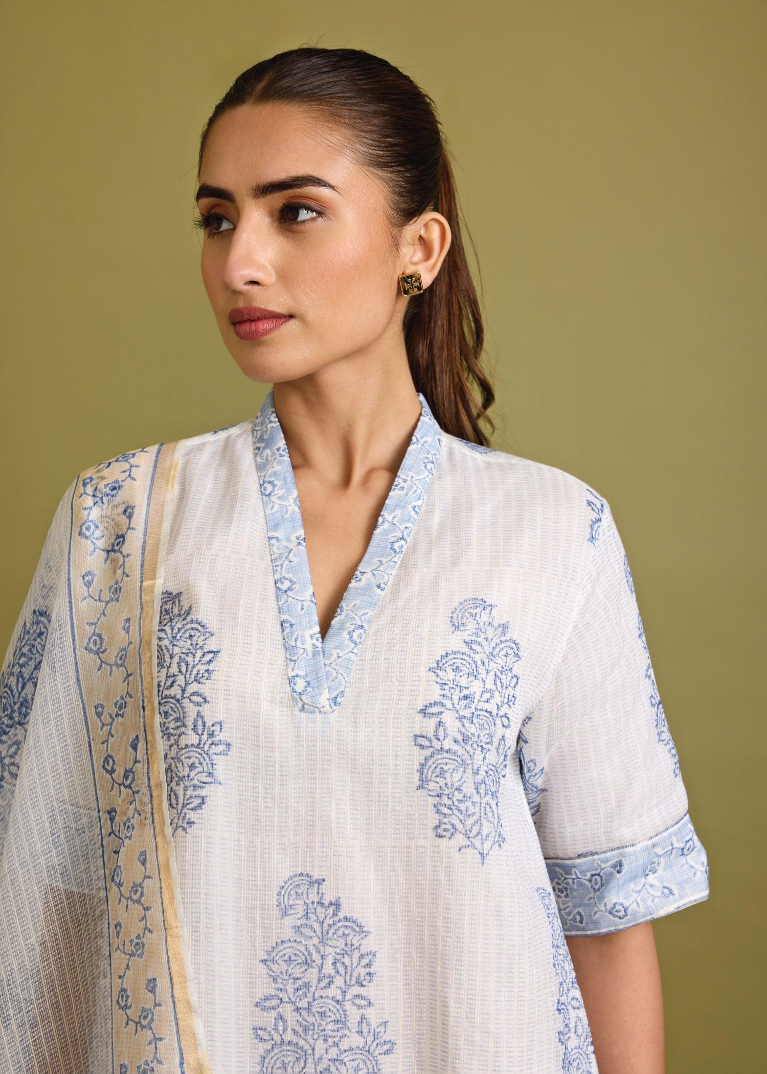 Blue & White Laavanya Suit Set