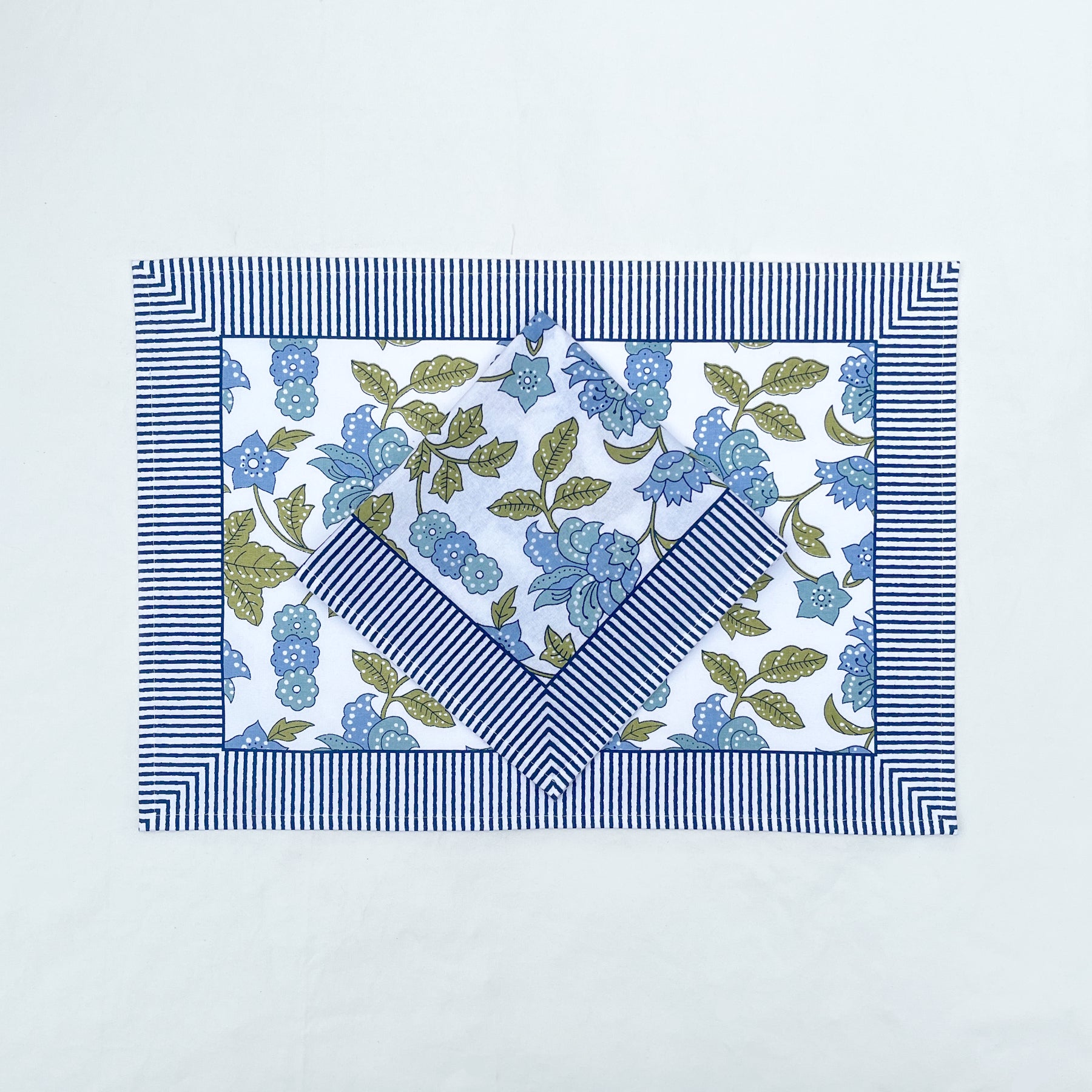 Blue-Green Flower Napkin- Set of 6