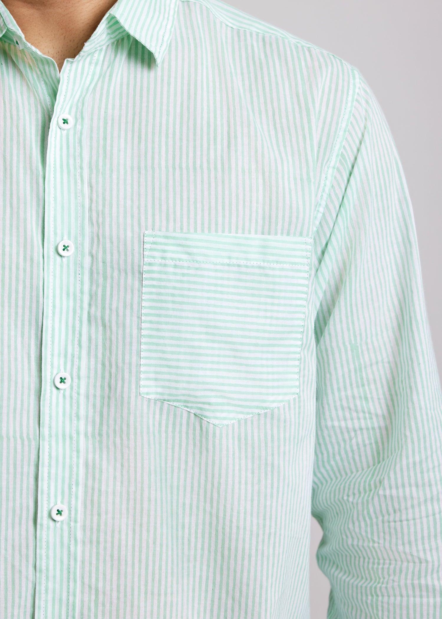 Green Regular Cotton Full Sleeve Shirt Ratan Texprocess Pvt. Ltd