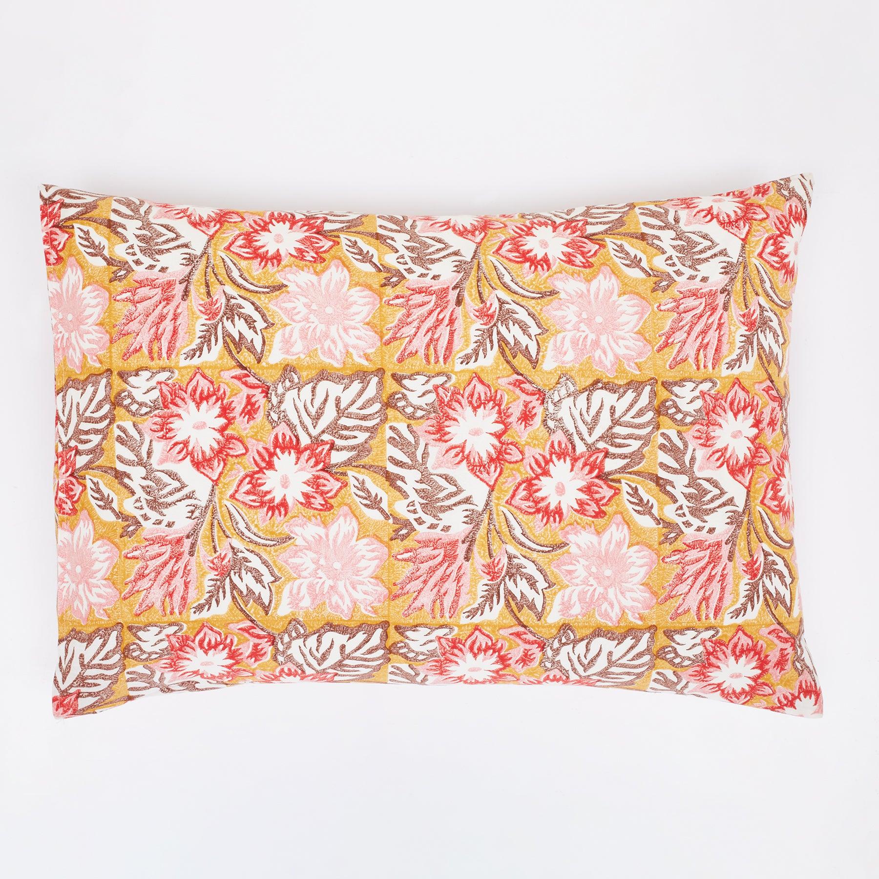 DIY Spring Mustard & Brown Hand Block Print Cotton Pillow Cover (40th Edition) Ratan Texprocess Pvt. Ltd