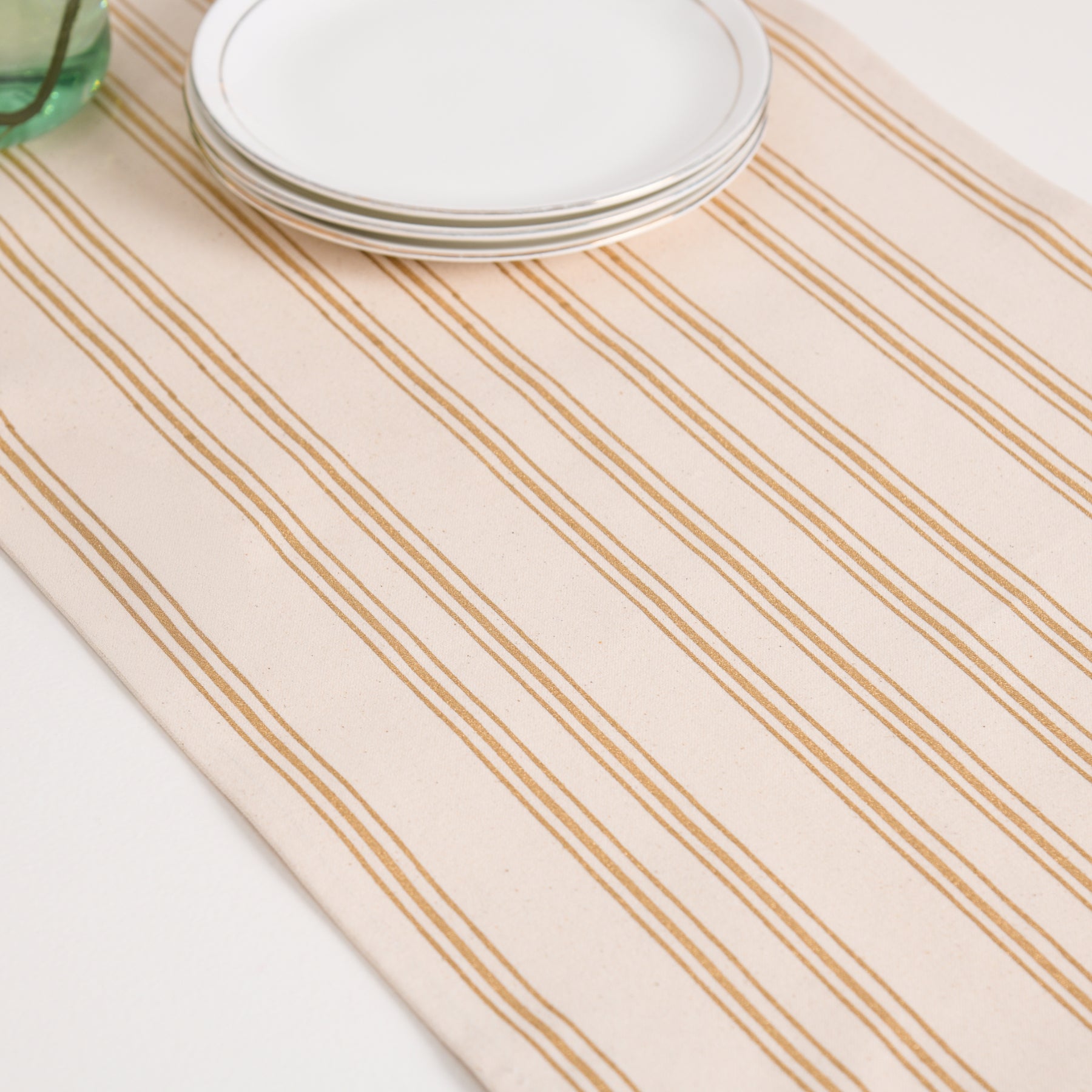 Linear Stripe Creme-Gold Runner Ratan Texprocess Pvt. Ltd