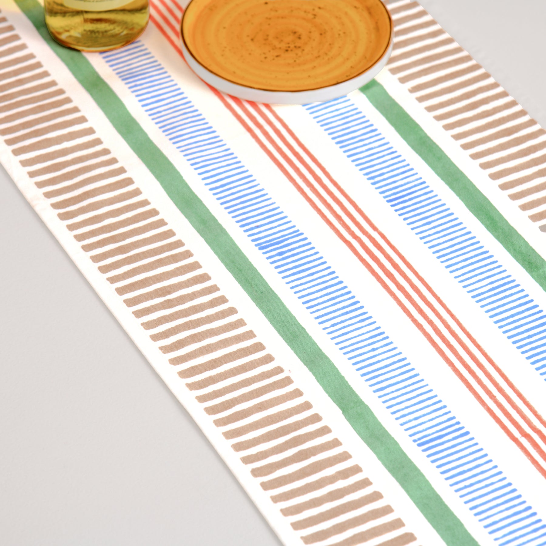 Green-Beige Stripes Runner Ratan Texprocess Pvt. Ltd