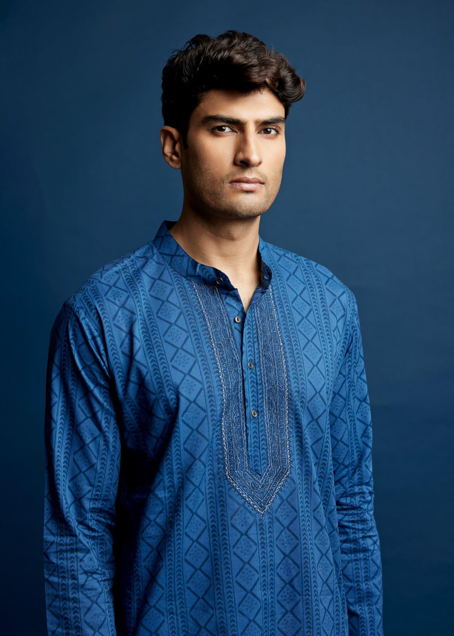 Men's Cotton Kurta Blue