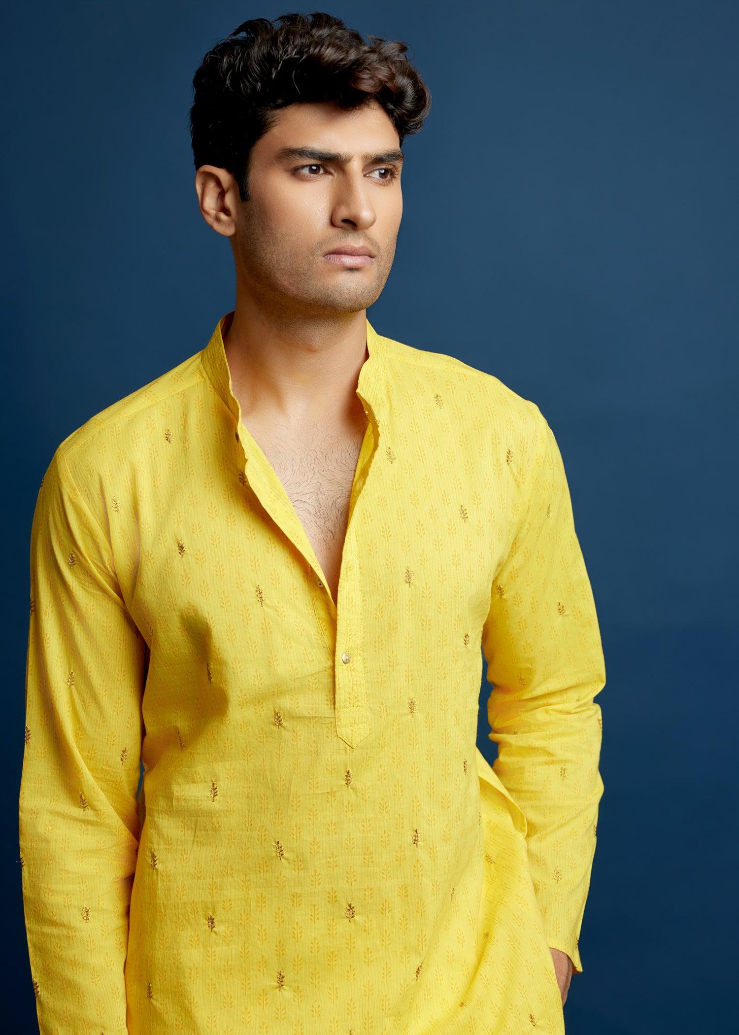 Men's Cotton Kurta Yellow