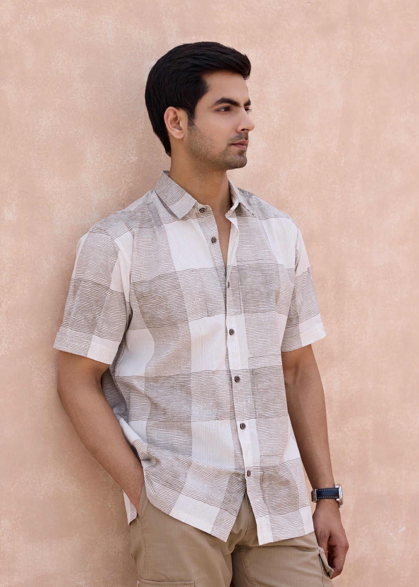 Half Sleeves Shirt -Beige