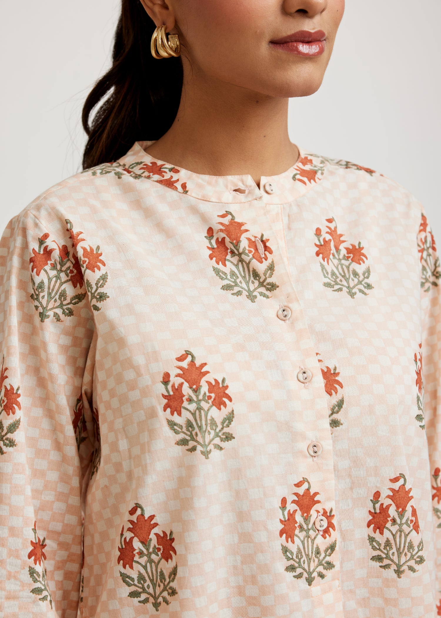 Creme-Peach Summer Tunic Set Ratan Texprocess Pvt. Ltd