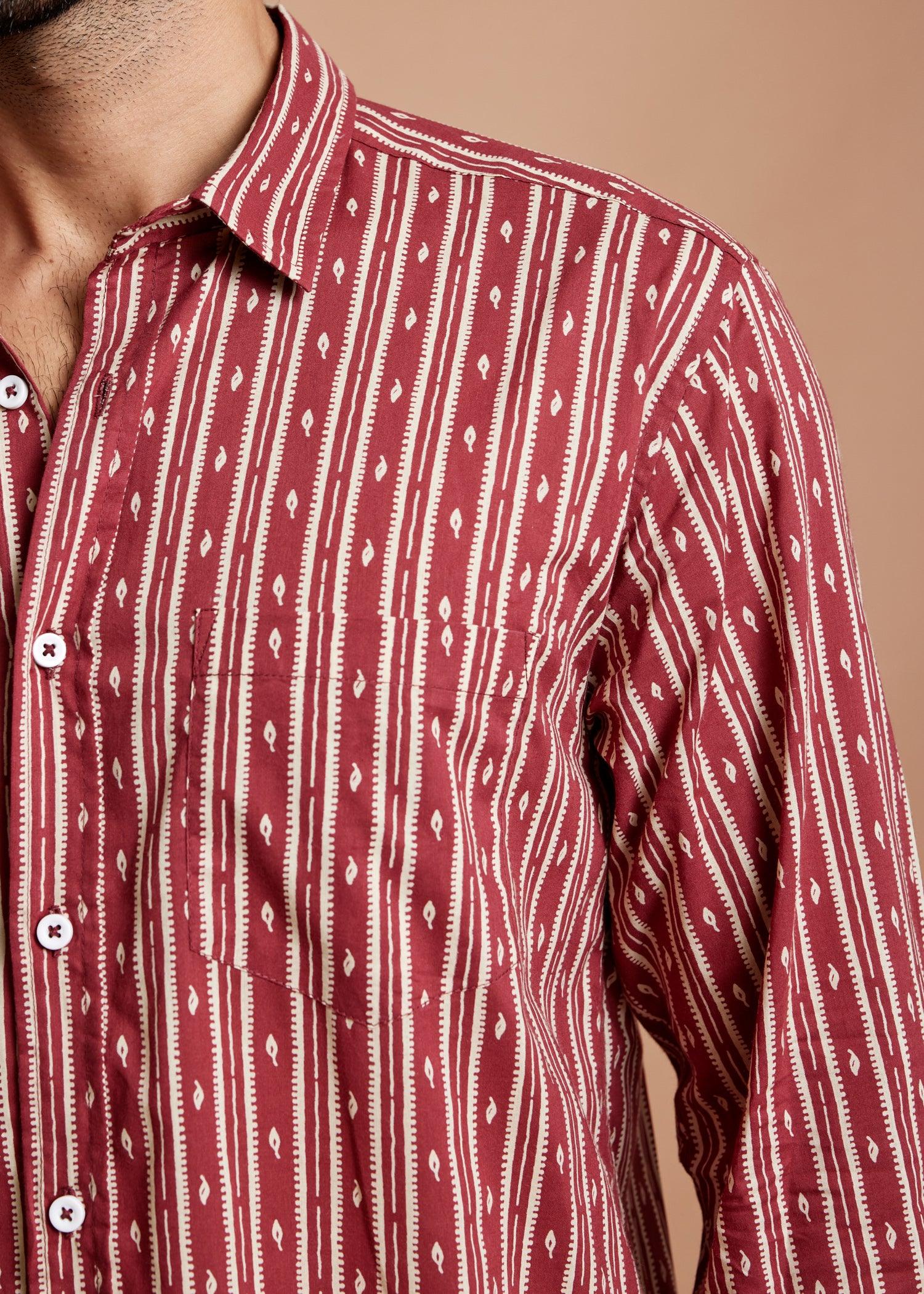 Maroon Regular Cotton Full Sleeve Shirt Ratan Texprocess Pvt. Ltd