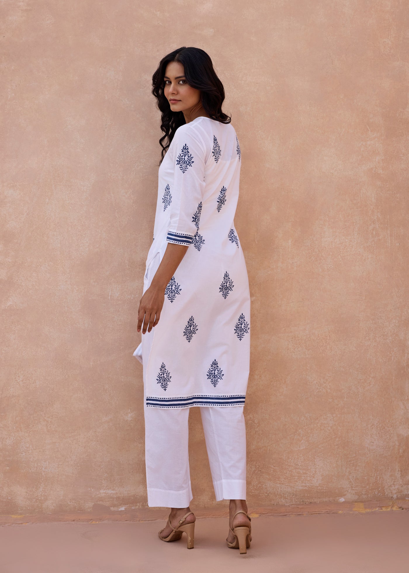 Printed Regular Kurta - White/Navy