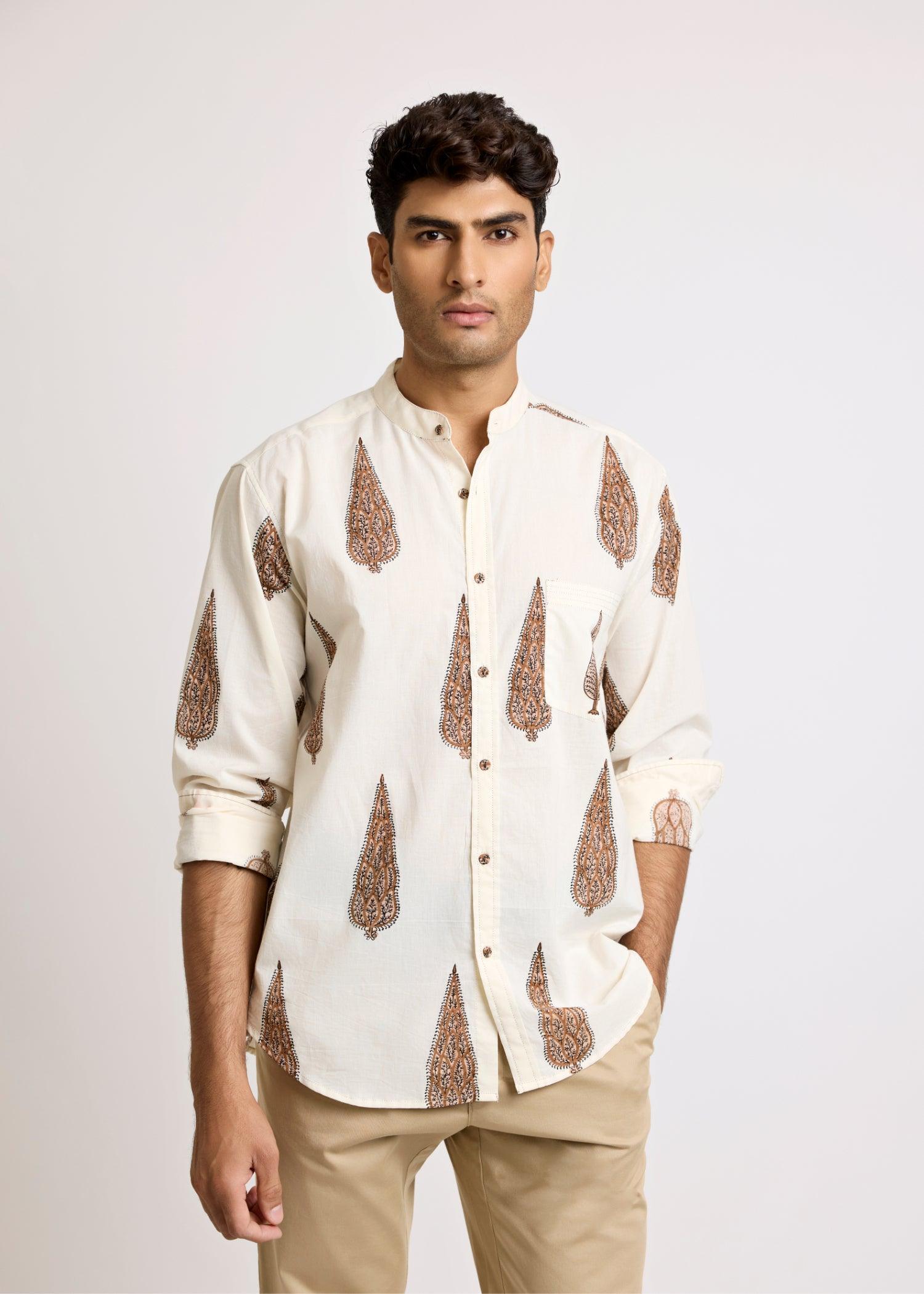 Crème & Sirocco Cotton Full Sleeve Shirt Ratan Texprocess Pvt. Ltd