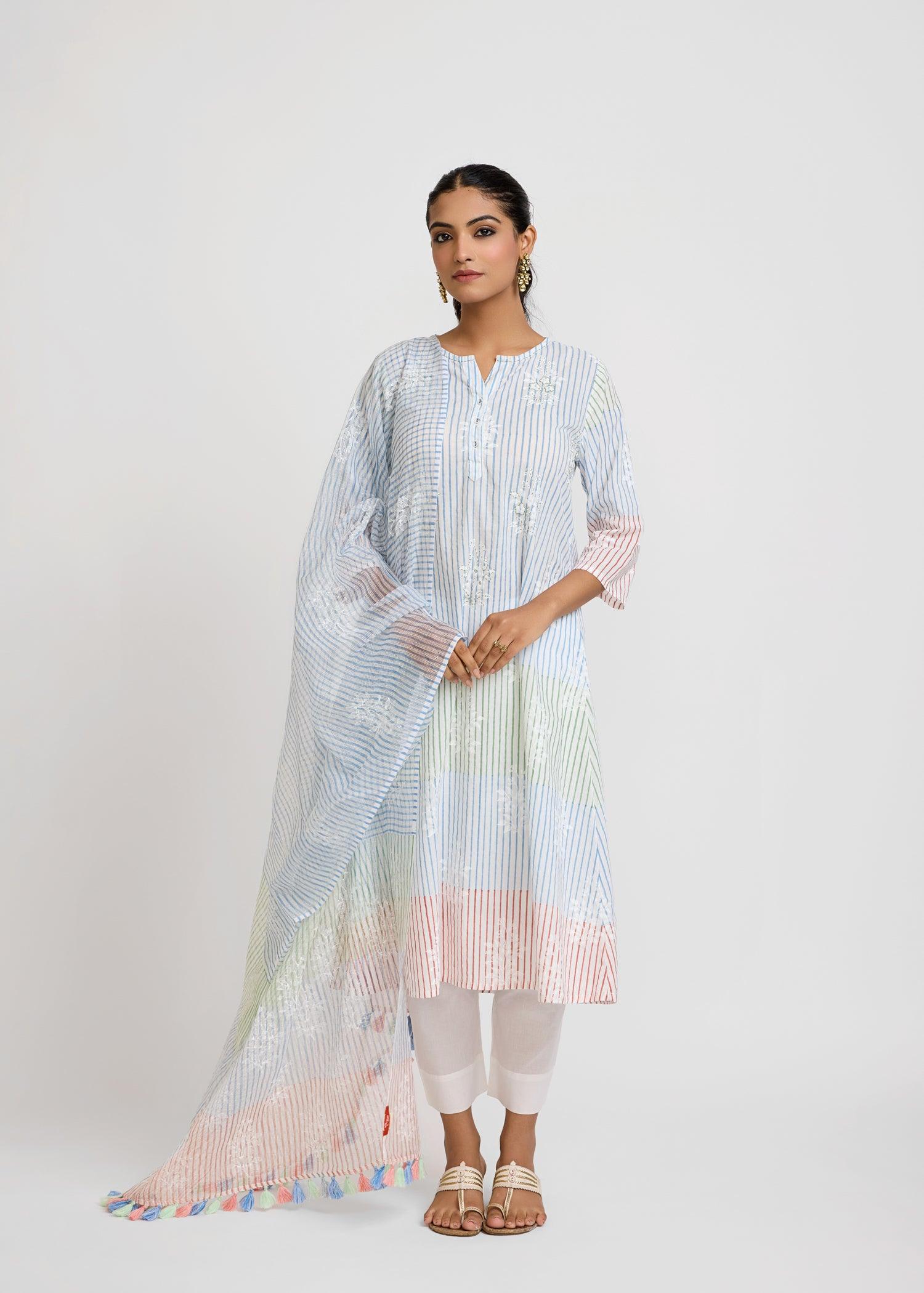 Maira Multicolour Cotton Long Kurta Ratan Texprocess Pvt. Ltd