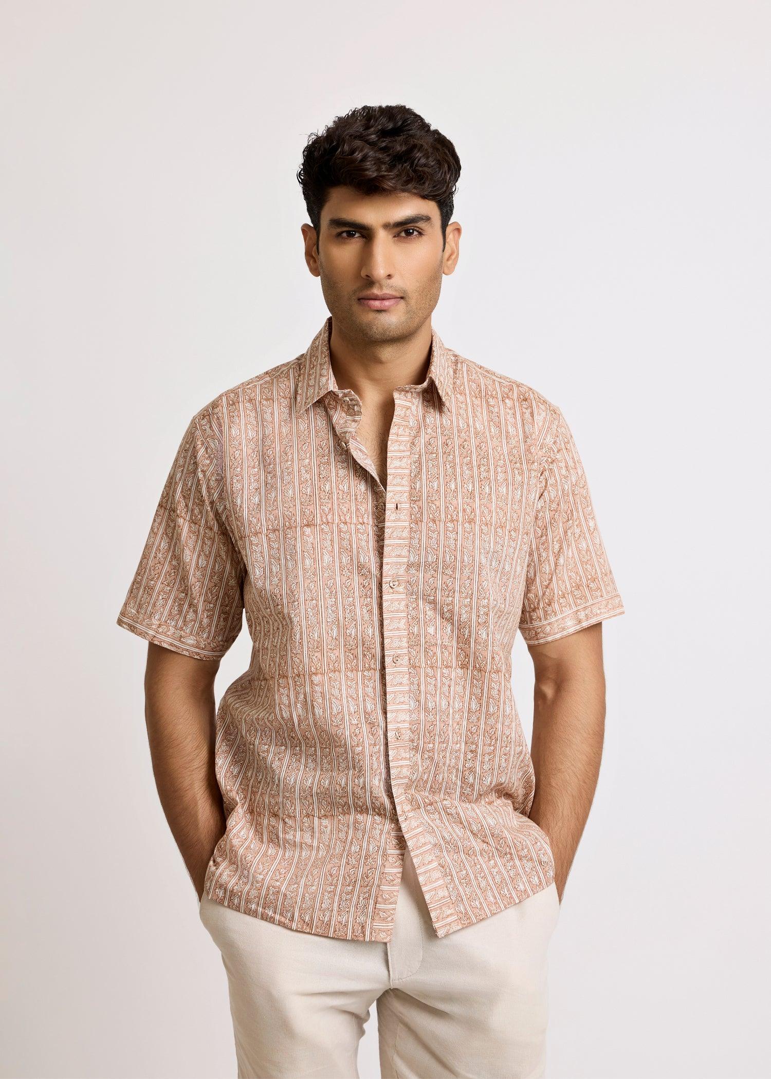 Dull Pink Cotton Half Sleeve Shirt Ratan Texprocess Pvt. Ltd