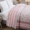 Geometric Quint Red & Grey Hand Block Print Extra Cotton Filling Quilt