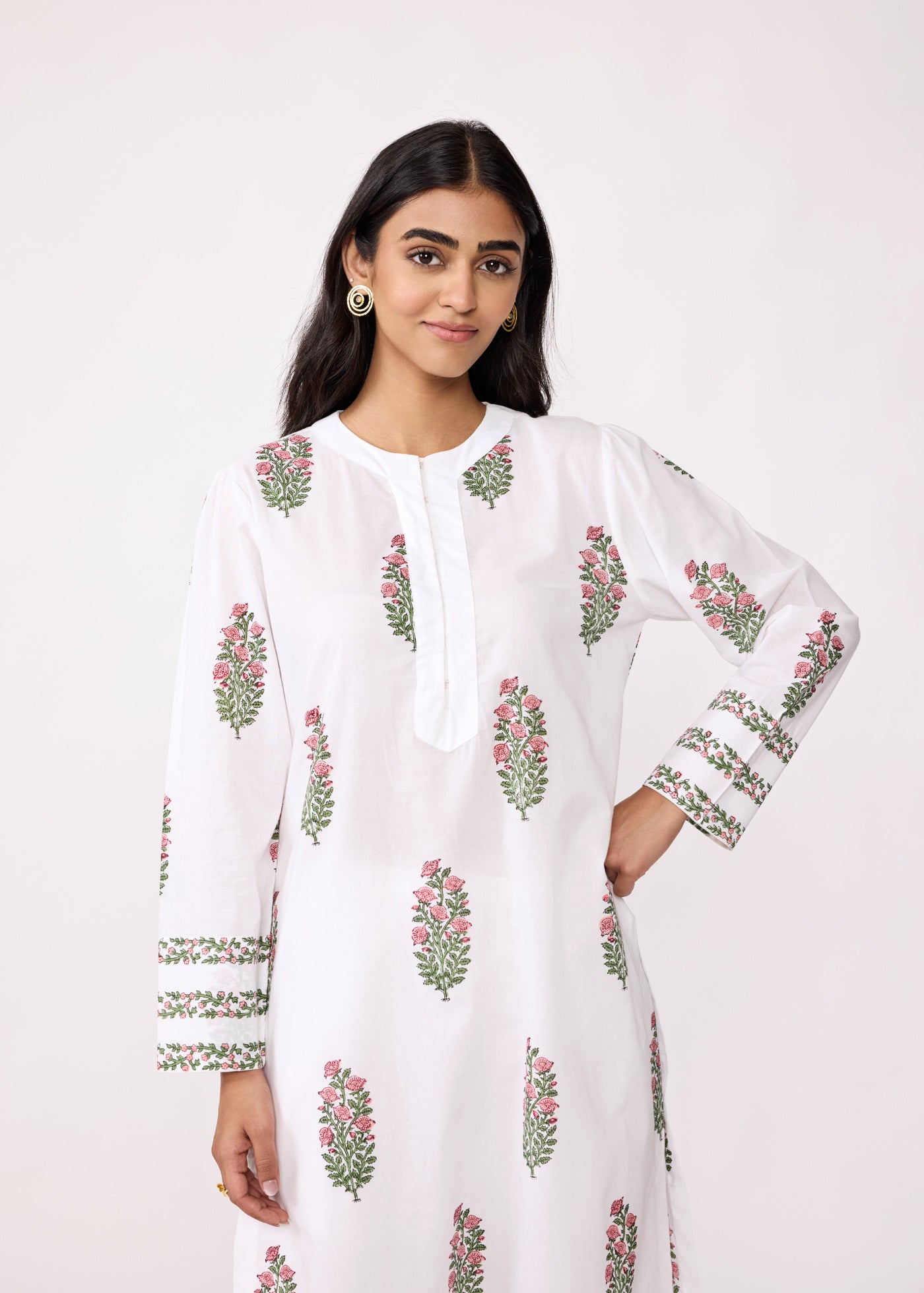 Noor Kurta - White/Pink