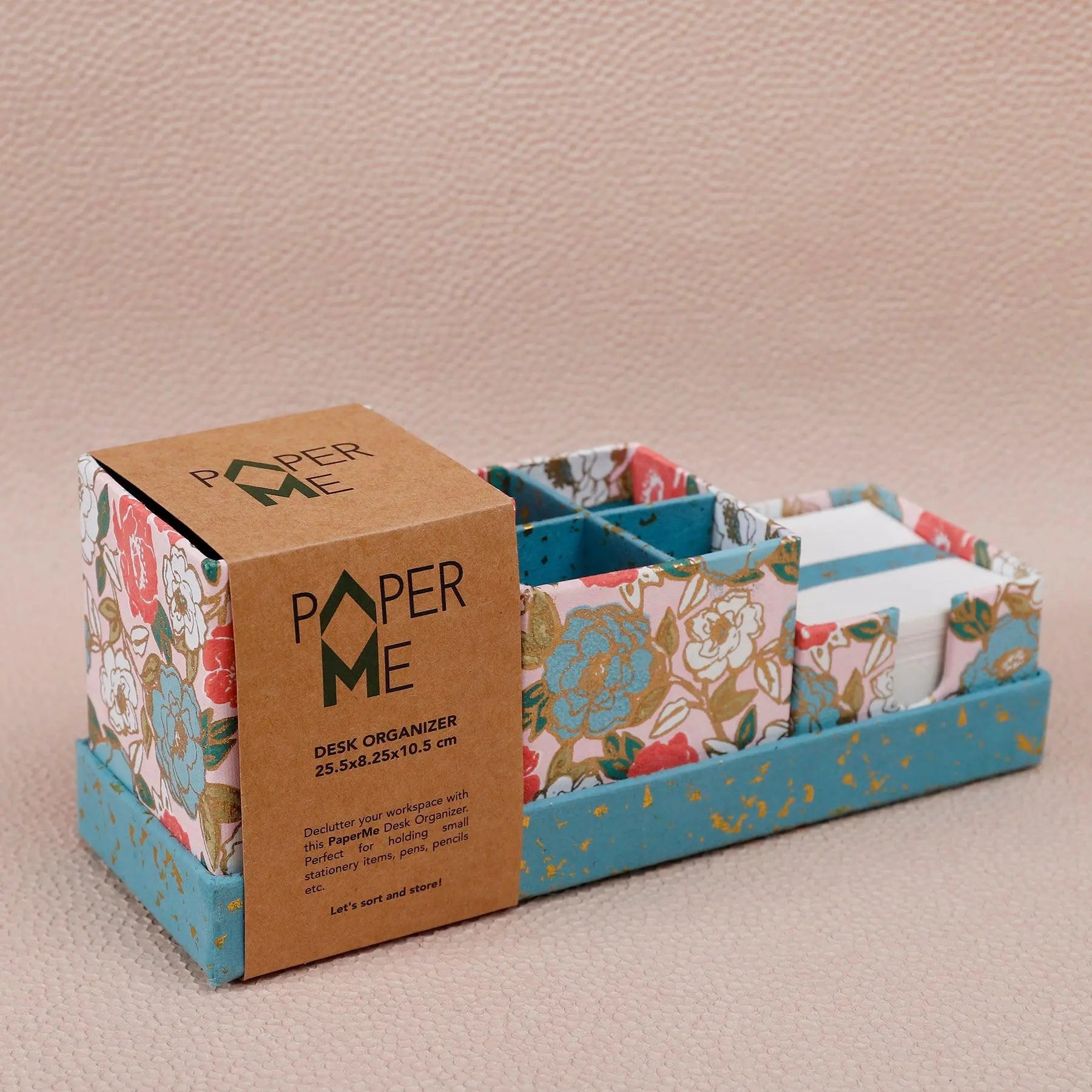 Phool Peach & Aqua Small Desk Organiser