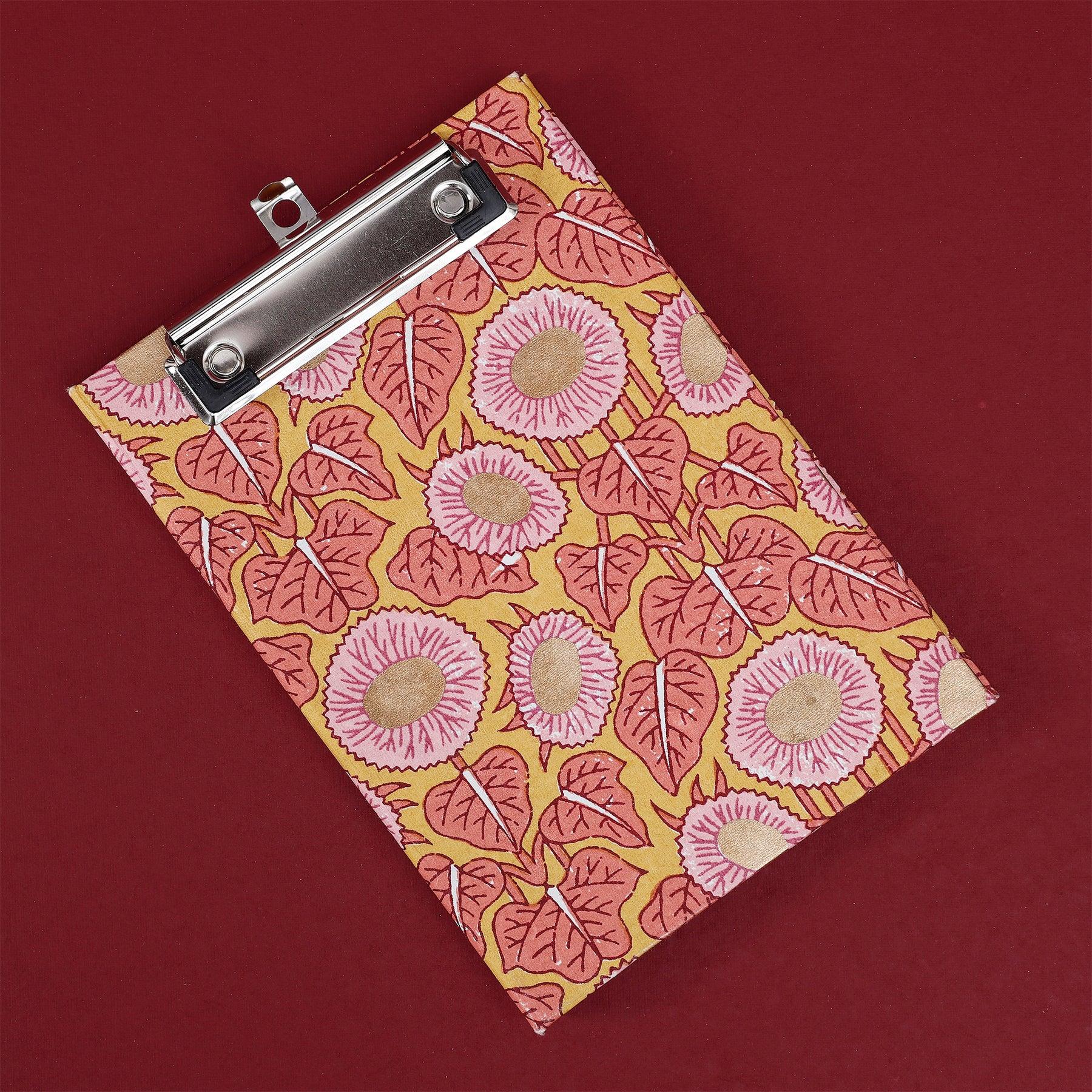 Block Story Flower Brown Clip Notepad