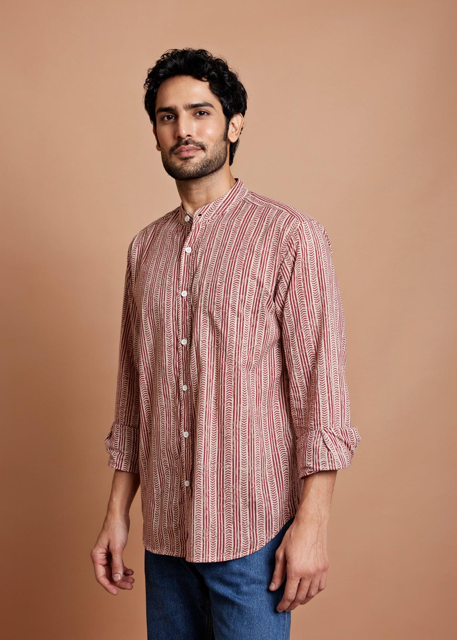 Red Regular Cotton Full Sleeve Shirt Ratan Texprocess Pvt. Ltd